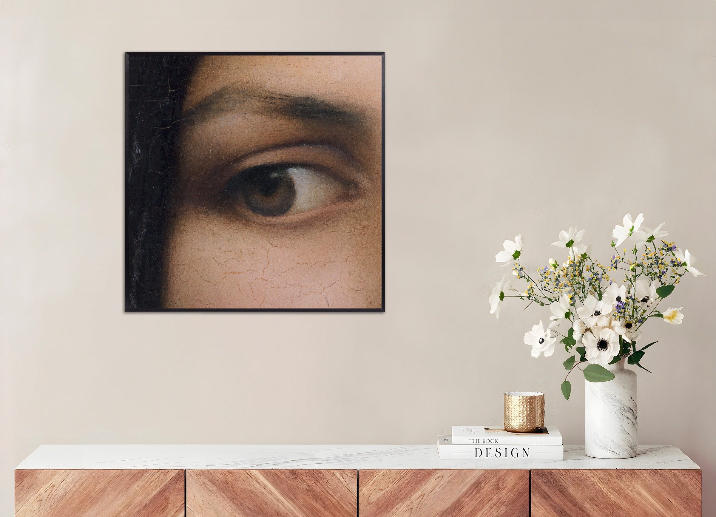 Poster of Louis Janmot "Fleur des Champs" Eye Detail - Classical Portrait Close-Up, with metal frame