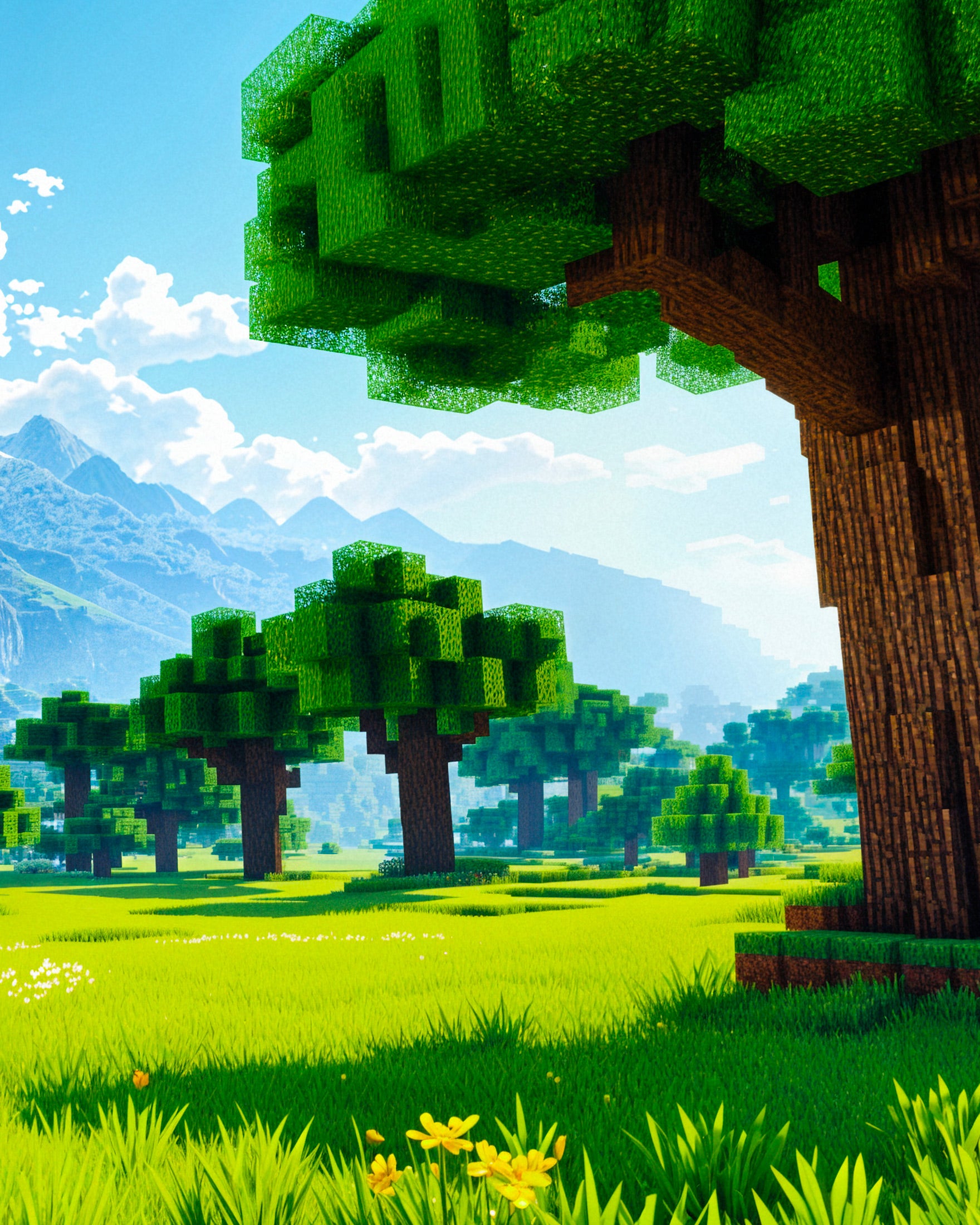 Minecraft, smukt landskab - Plakat