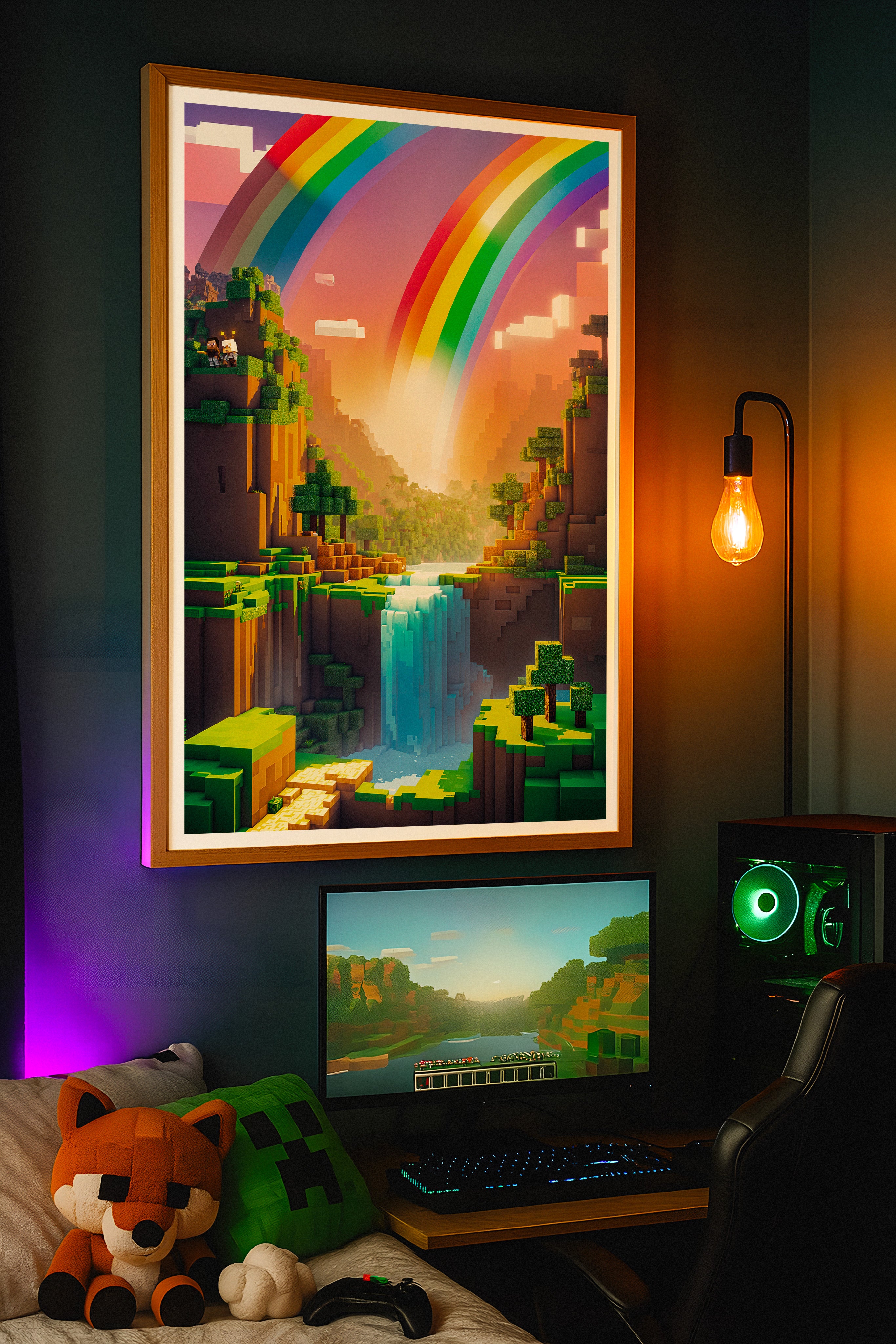 Minecraft poster in a gaming room