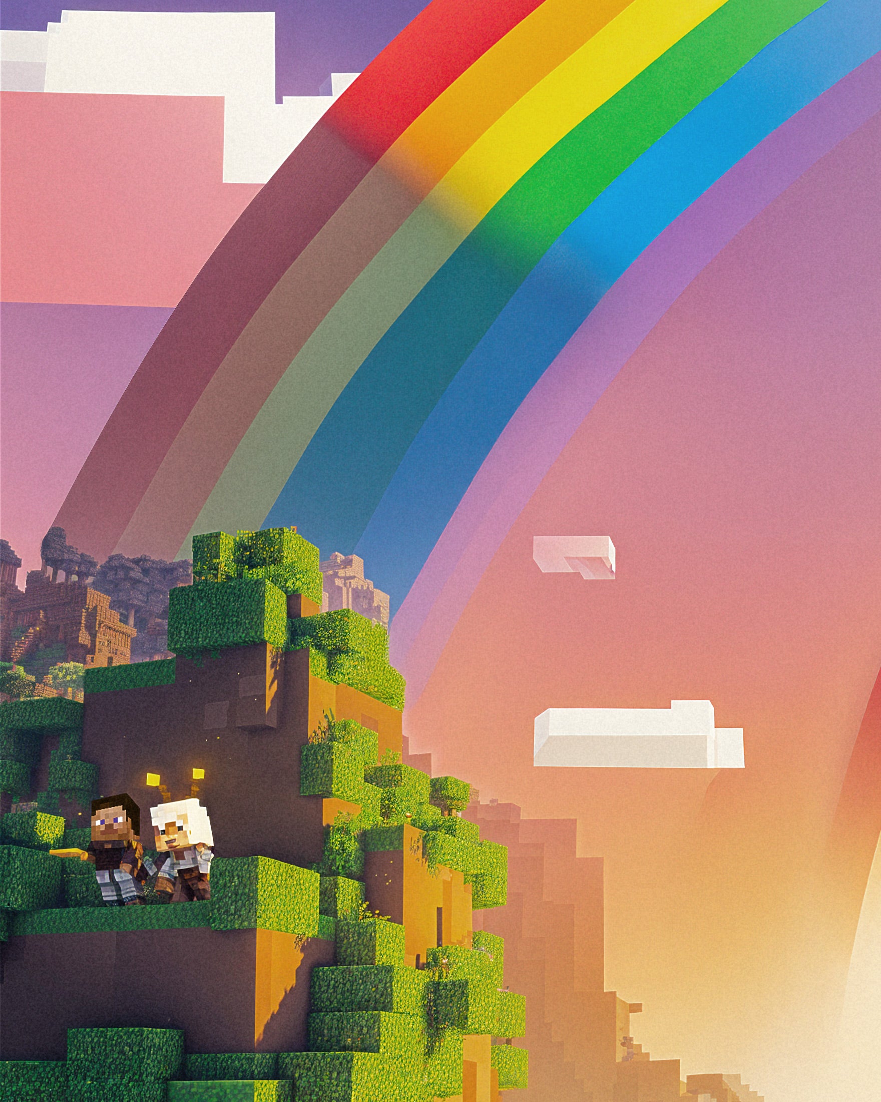 Minecraft Rainbow Valley - Gaming Poster
