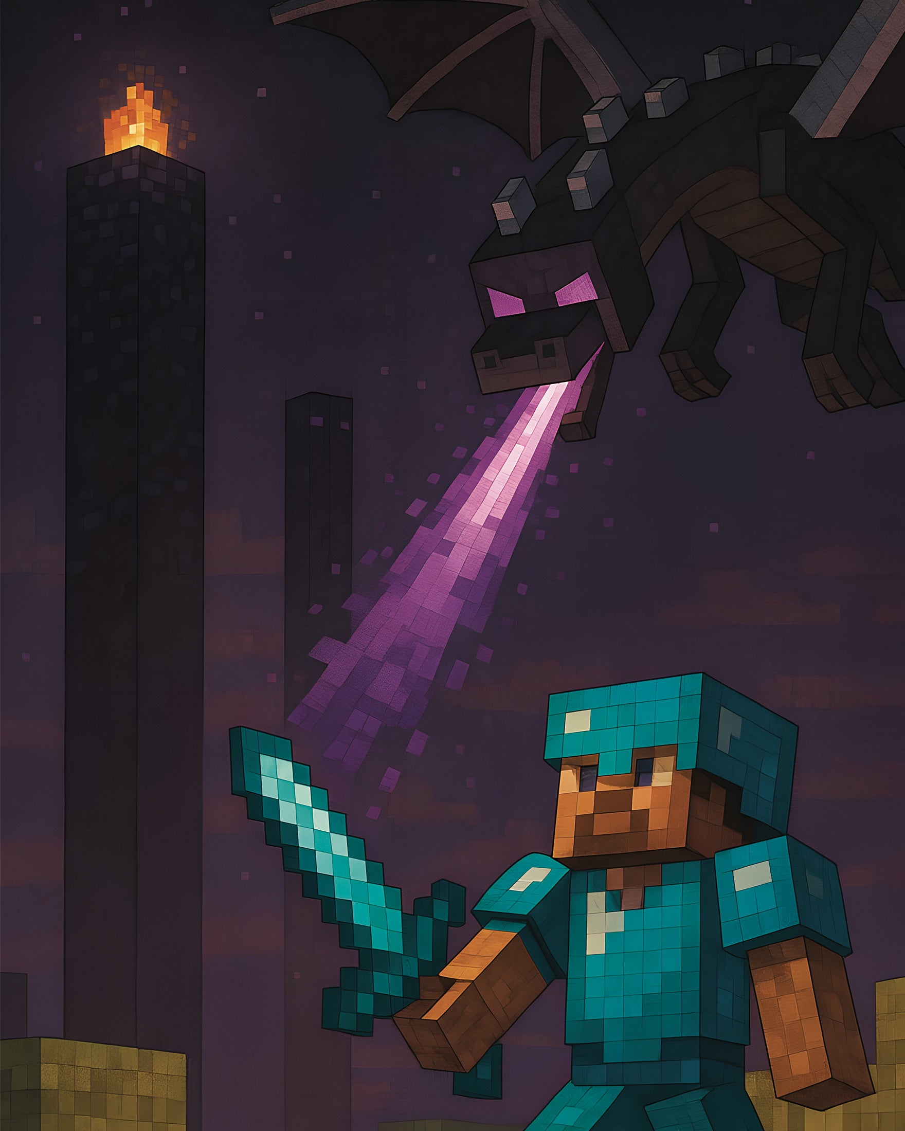 Minecraft Ender Dragon Kamp – ridder mod drage poster