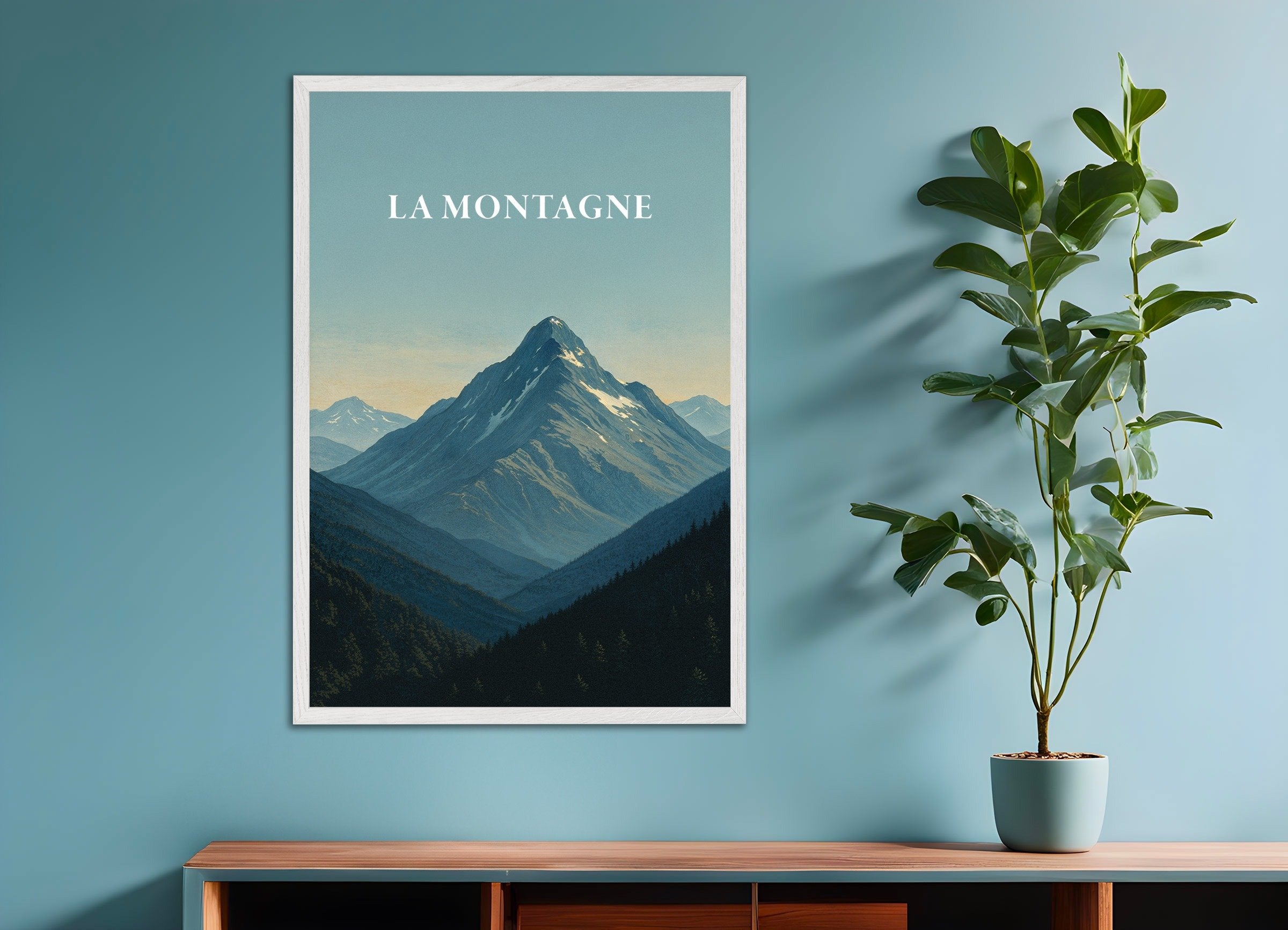Poster of Mountain Poster, with white wooden frame