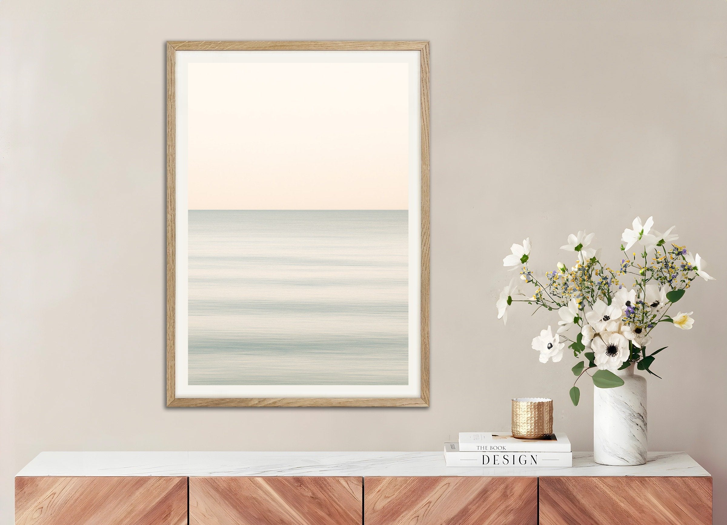 Poster of Ocean clarity art print, with natural wooden frame