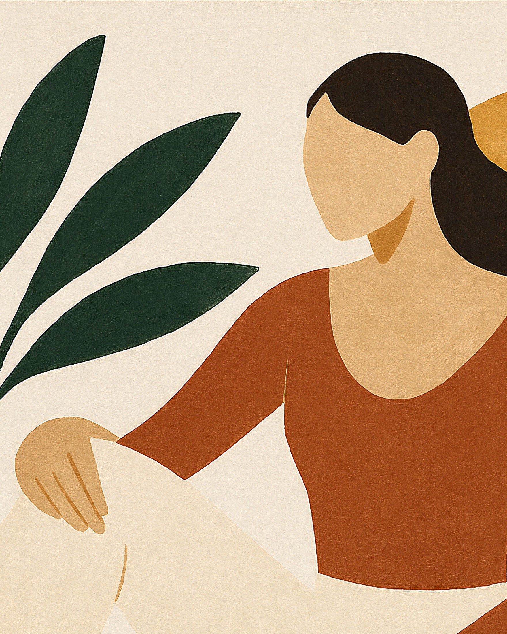 Modern Odalisque – abstrakt kvindefigur med planter Plakat