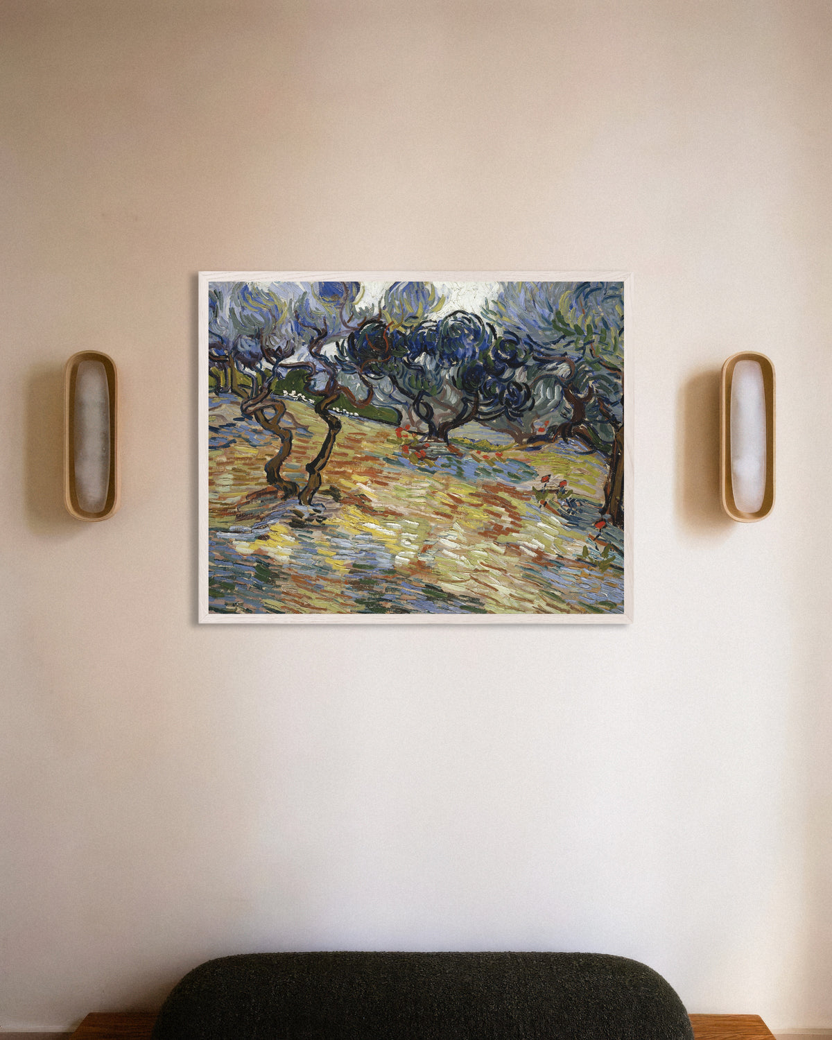 Poster med Oliventræer (1889) af Vincent van Gogh med hvid træramme