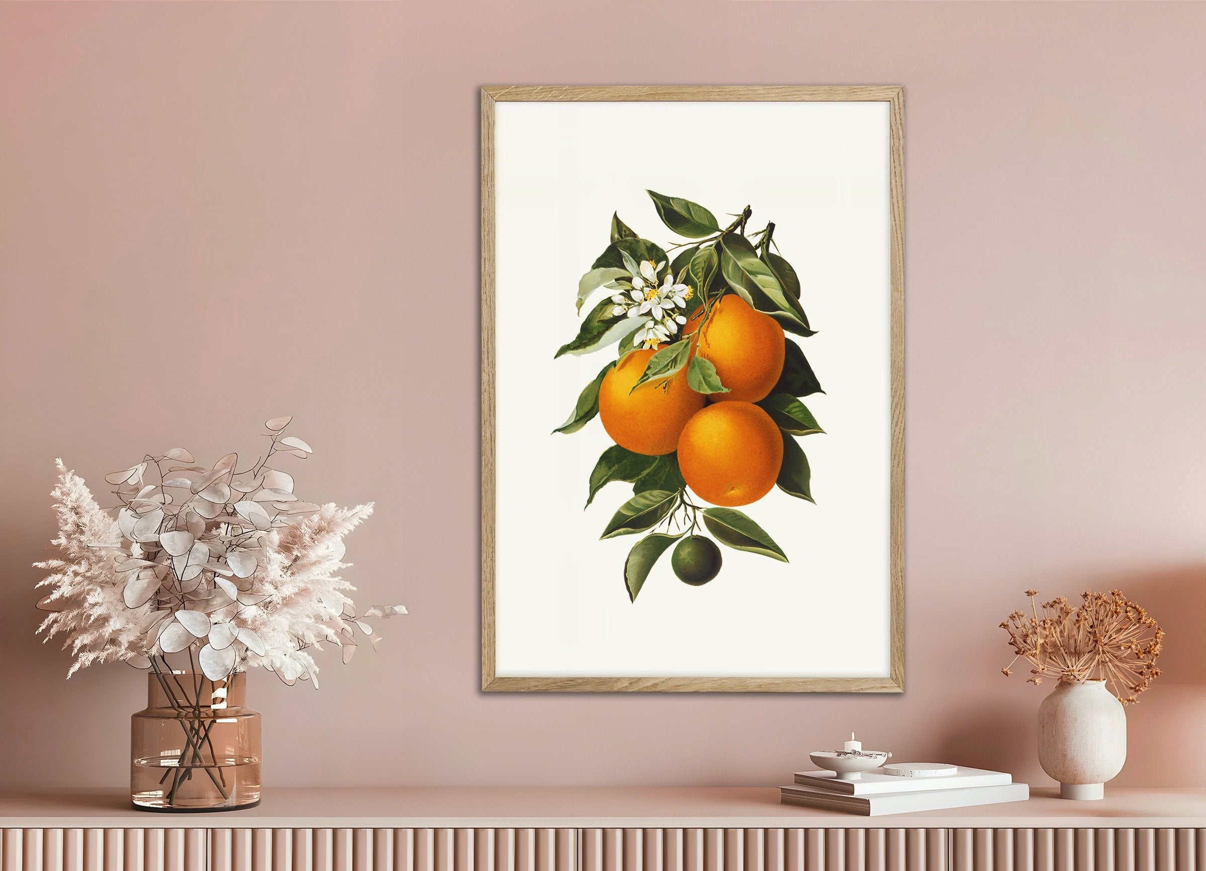 Poster of Oranges Poster, with natural wooden frame