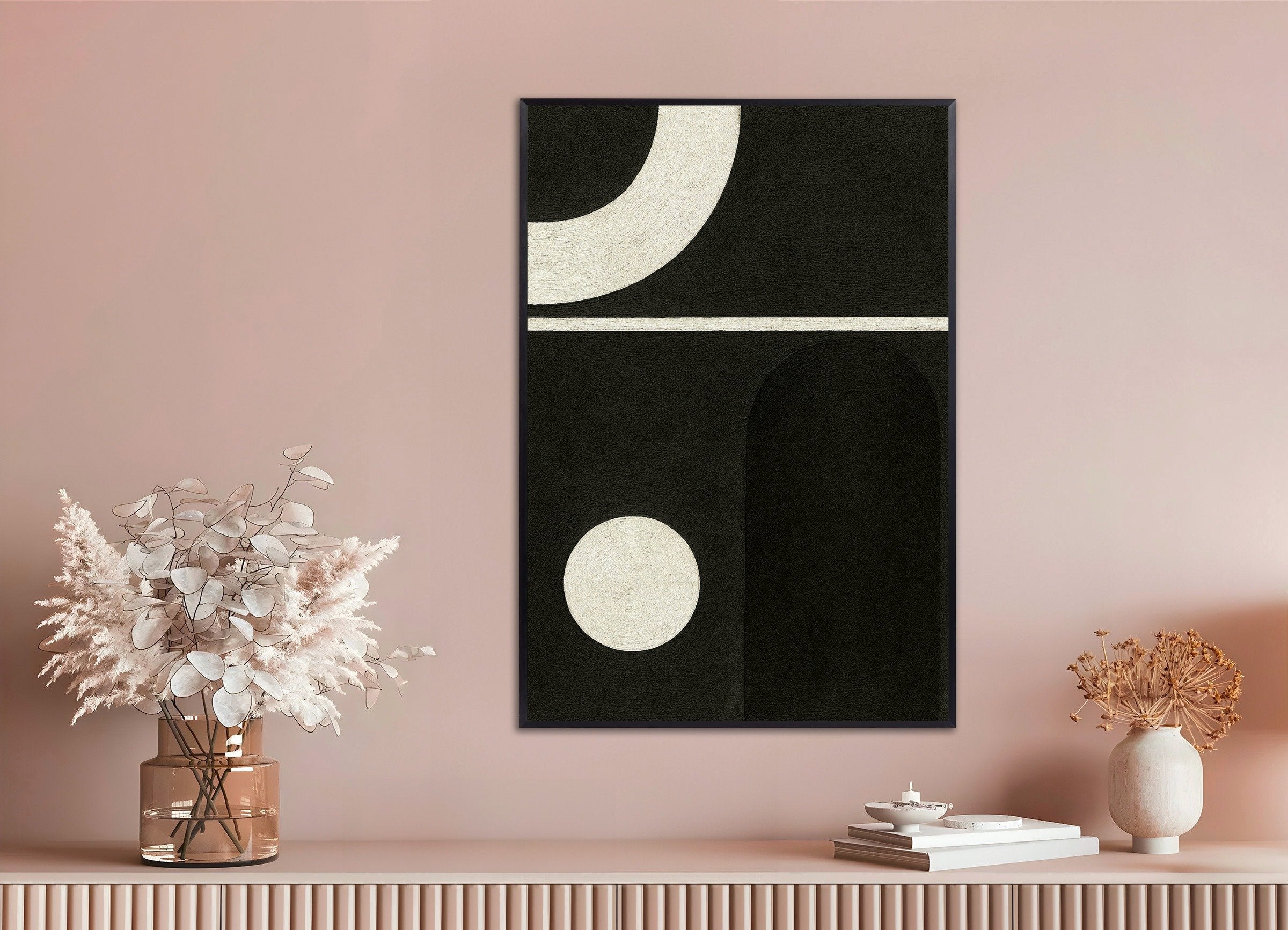 Poster of Order in Black and White – minimalist geometric poster, with metal frame