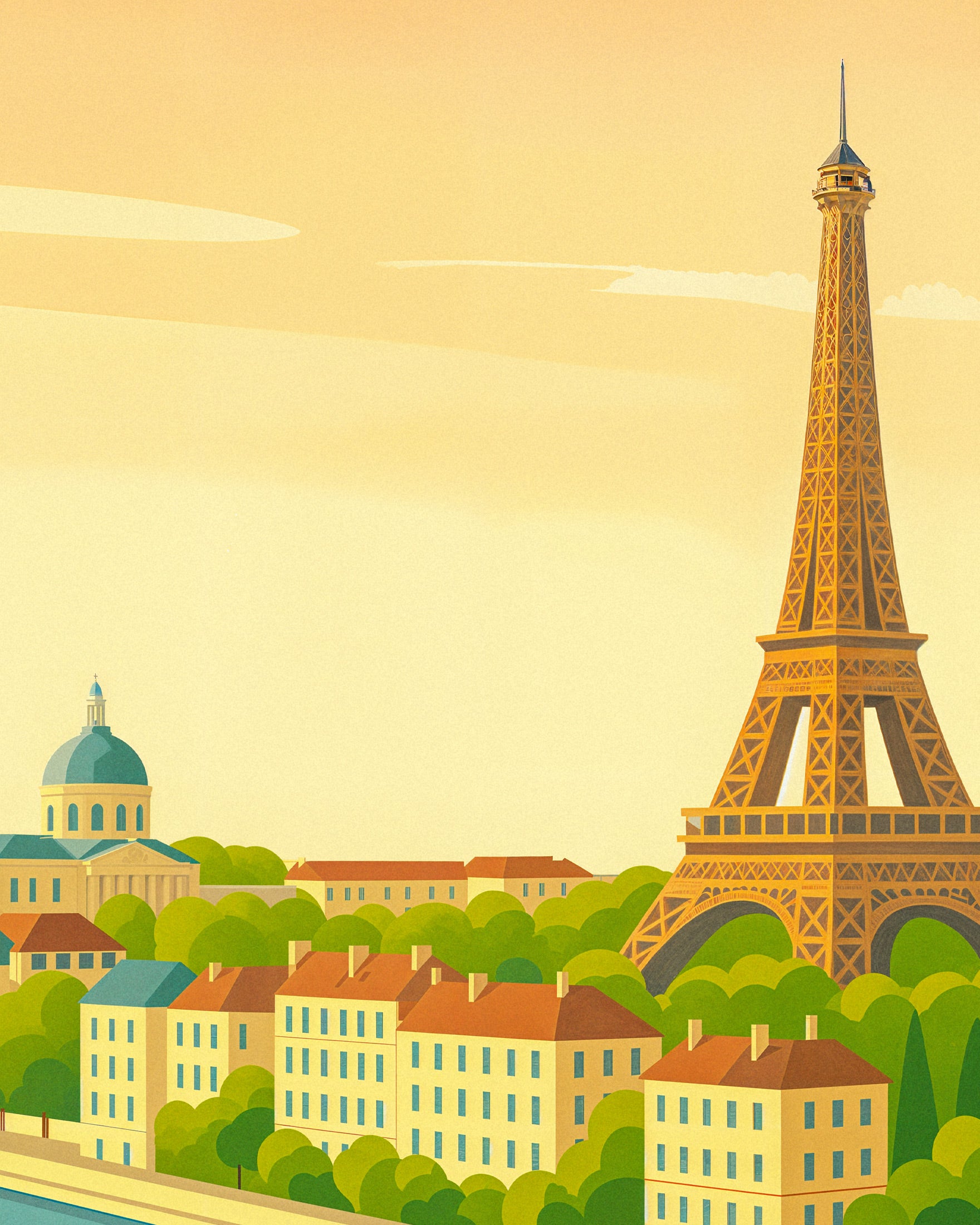 Paris – Retro stil Illustration af Eiffeltårnet Plakat