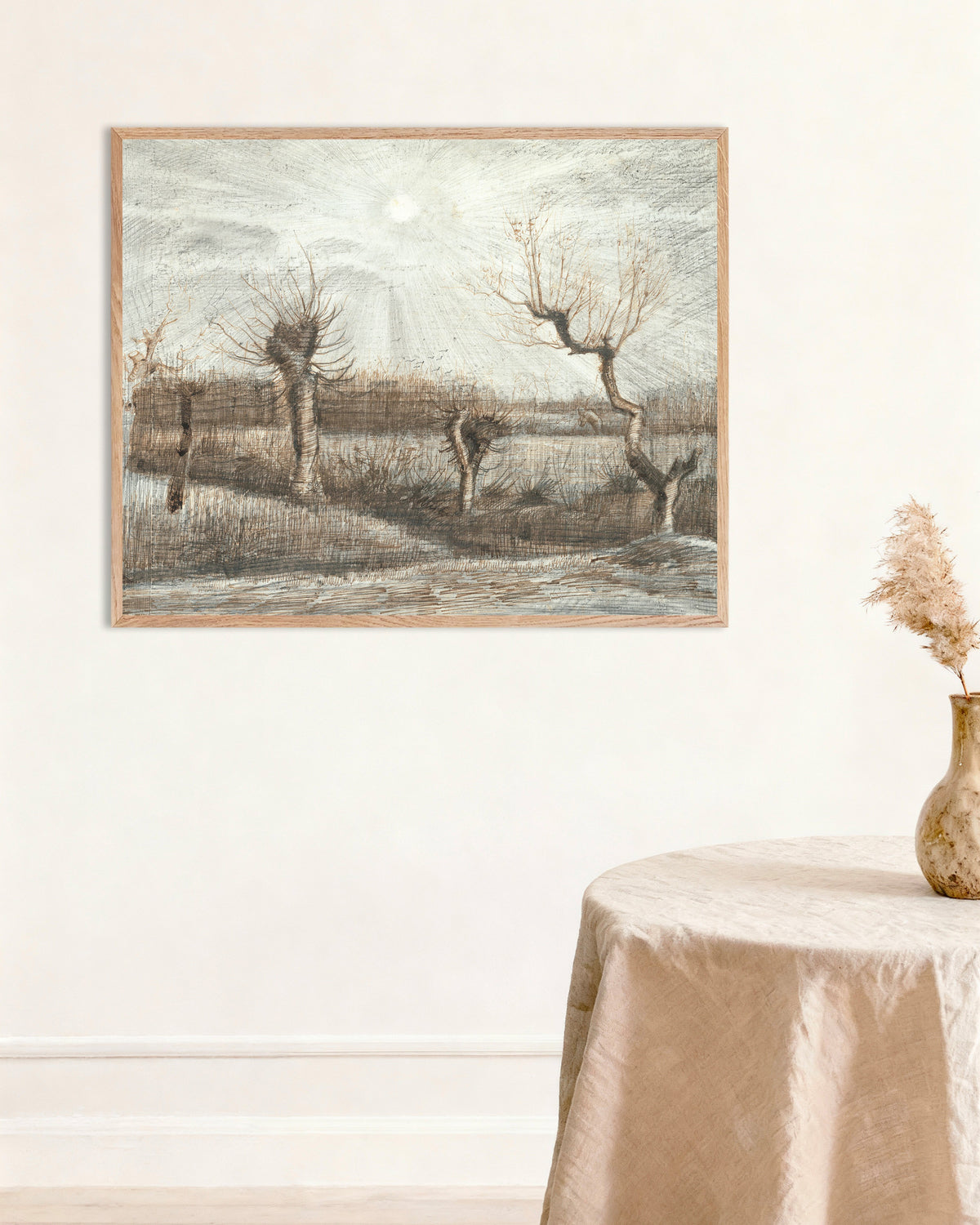 Plakat af Pollard Willows (1884) af Vincent van Gogh med ramme af naturtræ