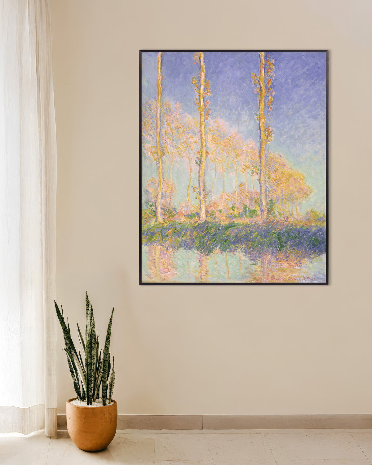 Plakat Popler (1891) af Claude Monet med metalramme