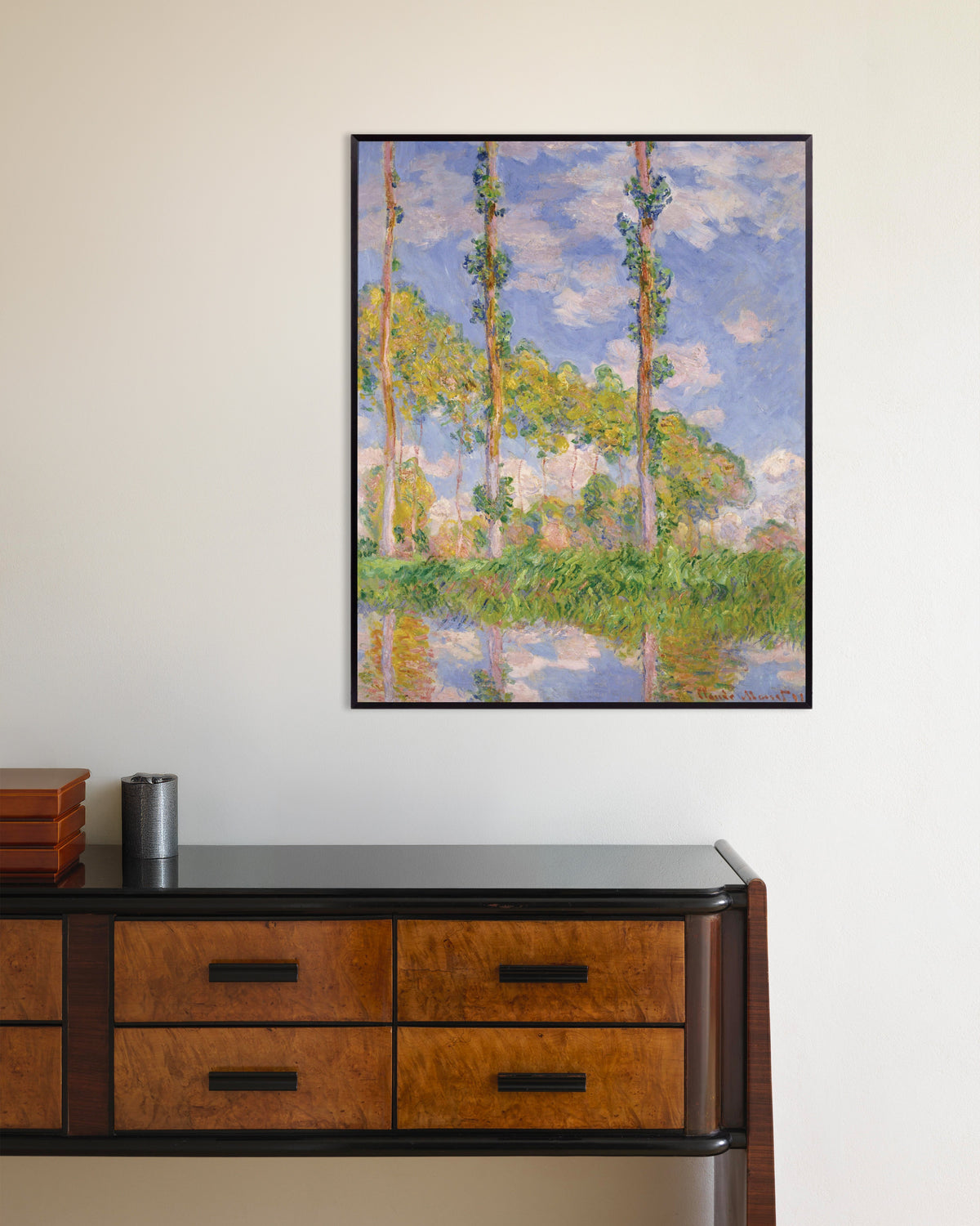 Plakat Popler i solen (1891) af Claude Monet med metalramme