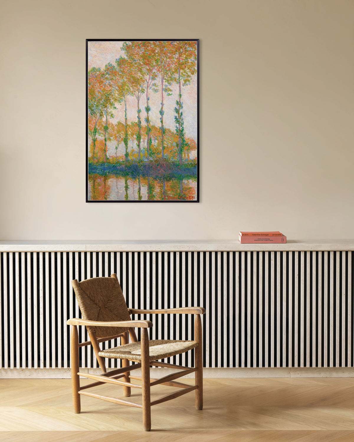 Plakat Popler ved Eptes bred, efterår (1891) af Claude Monet med metalramme