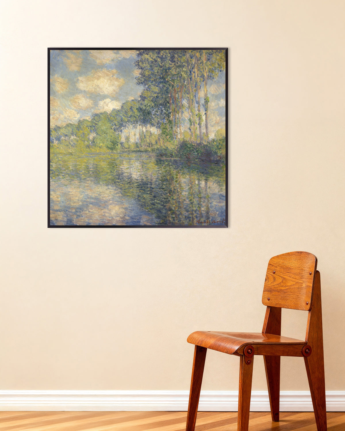 Plakat Popler ved Epte (1891) af Claude Monet med metalramme