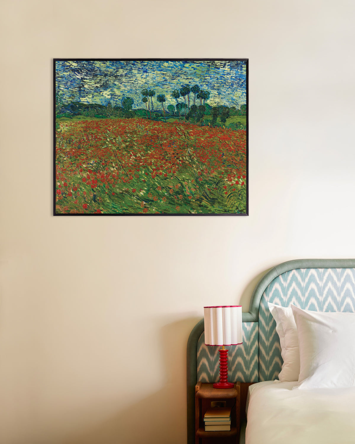 Poster med Valmuemark (1890) af Vincent van Gogh, med metalramme
