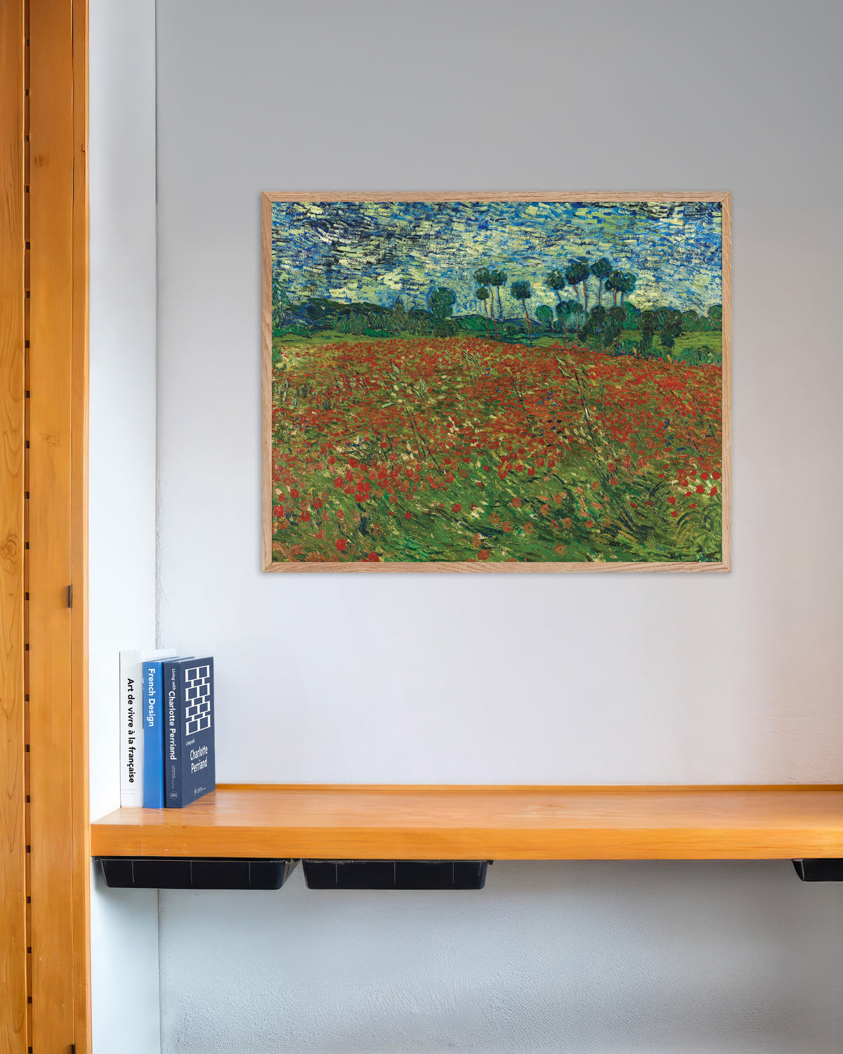 Poster med Valmuemark (1890) af Vincent van Gogh, med ramme af naturtræ