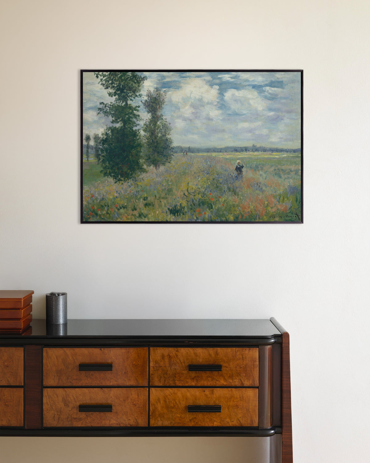 Plakat Valmuemarker nær Argenteuil (1875) af Claude Monet med metalramme