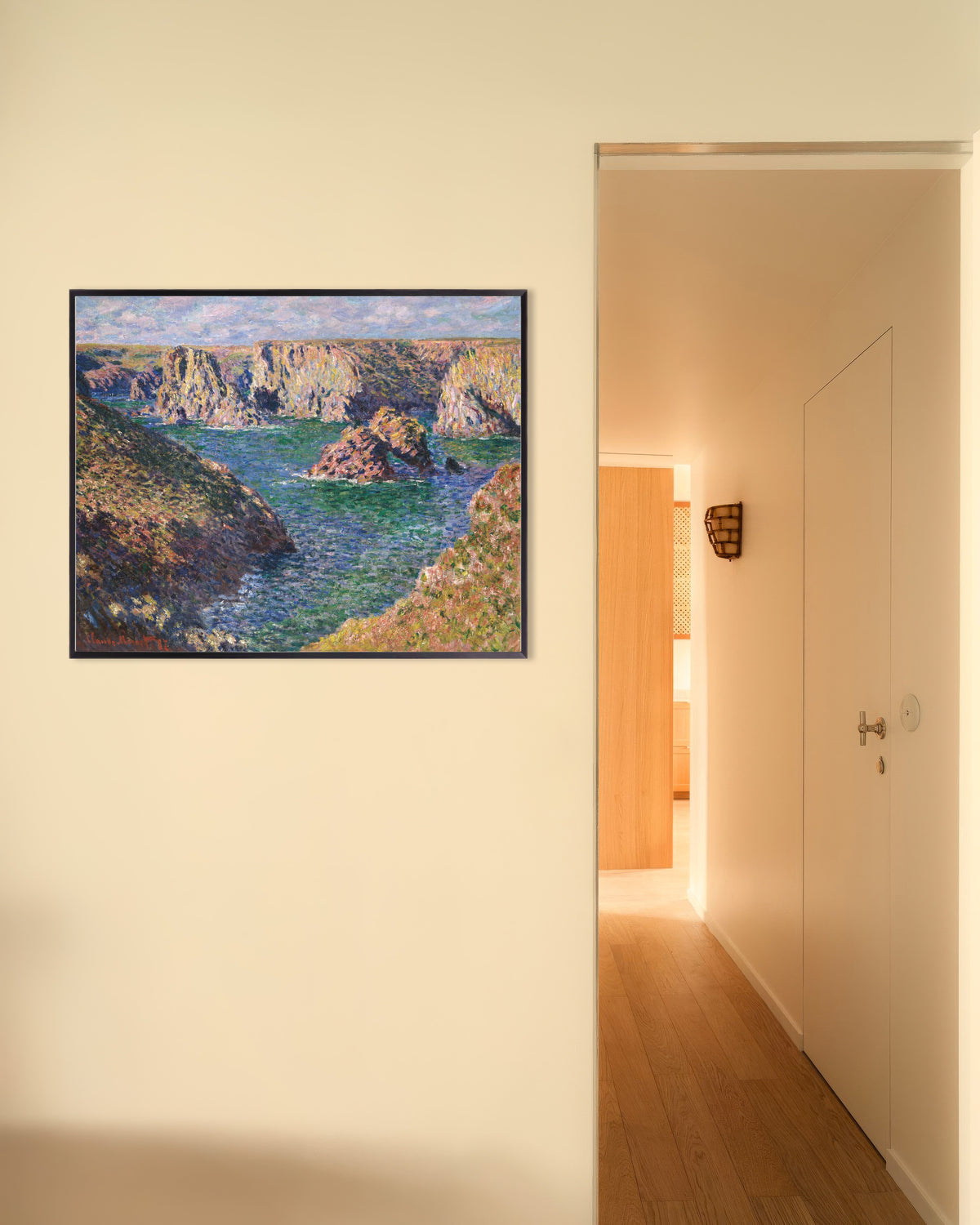 Plakat Port-Domois, Belle-Île (1887) af Claude Monet med metalramme