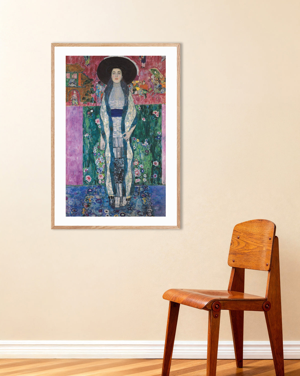 Plakat Portræt af Adele Bloch-Bauer II (1912) af Gustav Klimt med ramme i naturtræ