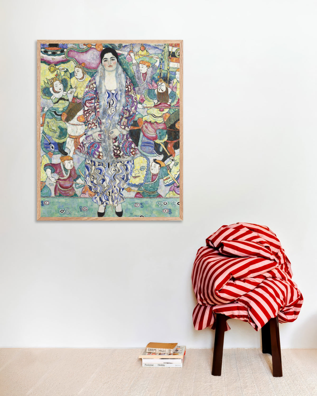 Poster med Portræt af Friederike Maria Beer (1916) af Gustav Klimt, med ramme af naturtræ