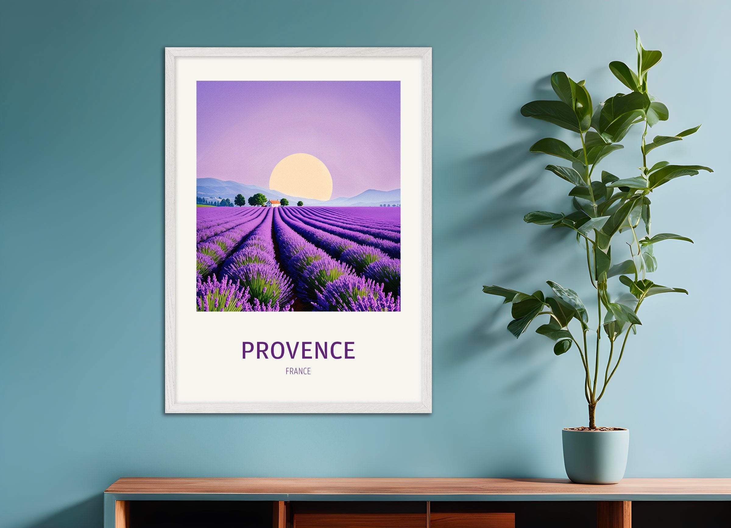 Poster of Provence, with white wooden frame