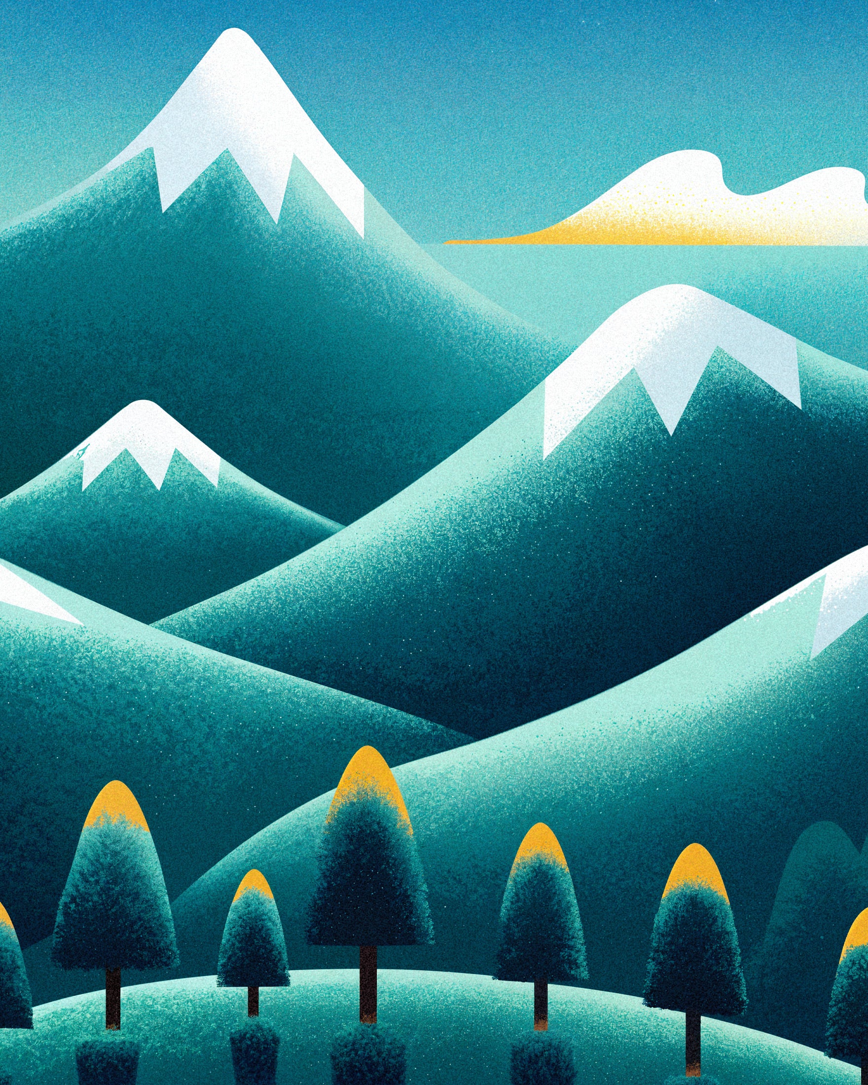 Les Pyrénées – Minimalistisk Bjerg Poster Plakat
