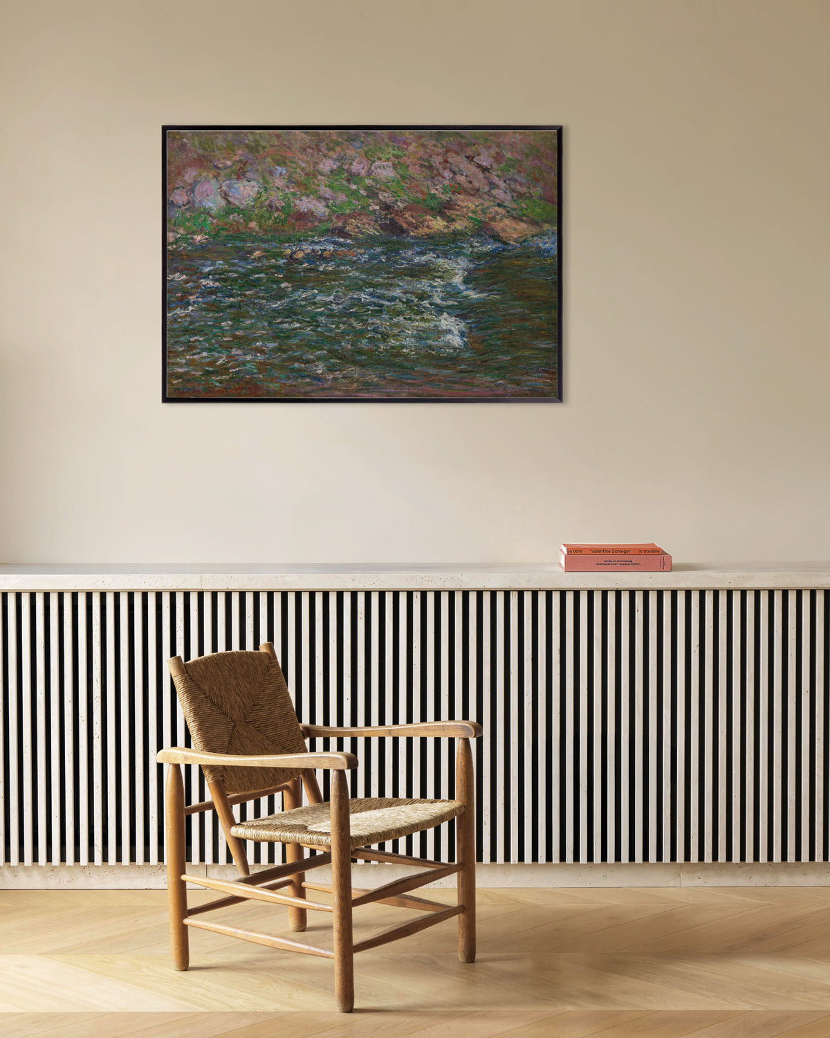 Plakat Strømfald på Petite Creuse ved Fresselines (1889) af Claude Monet med metalramme