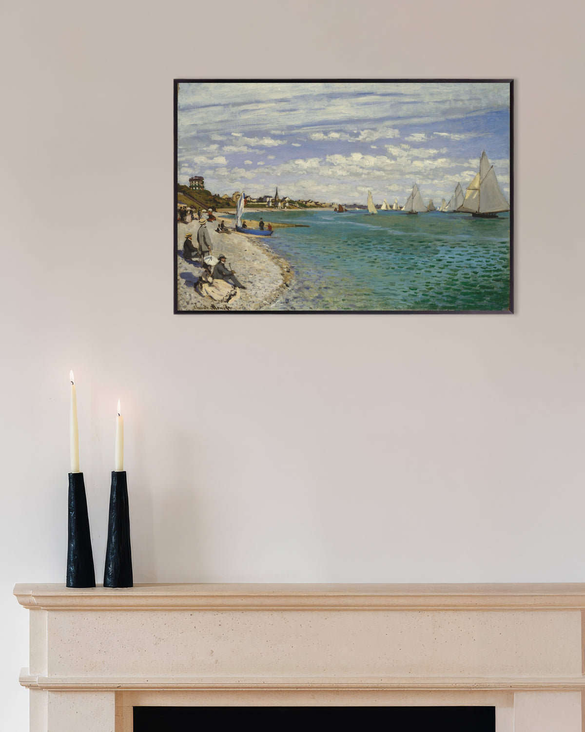 Plakat Kapsejlads ved Sainte-Adresse (1867) af Claude Monet med metalramme