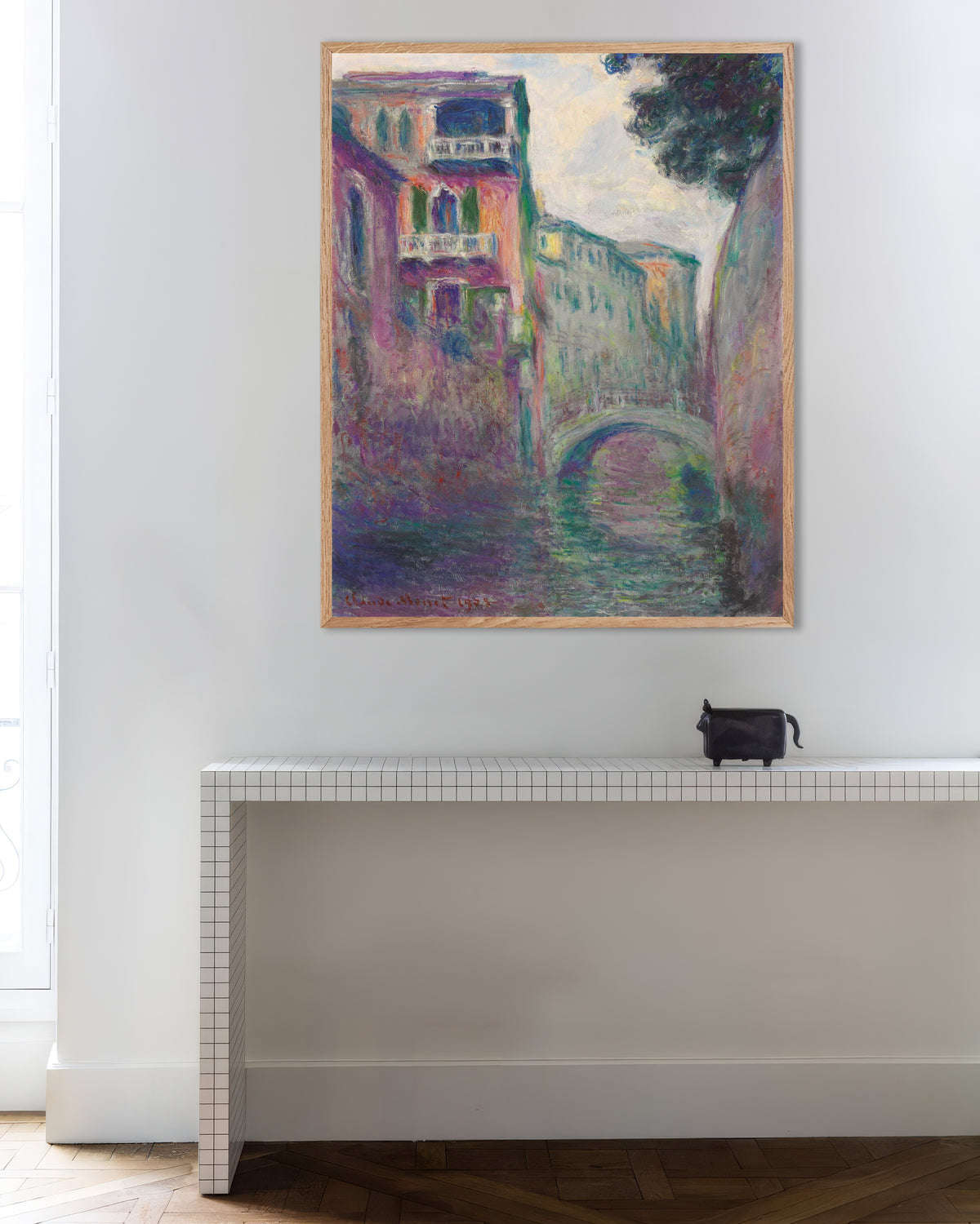 Plakat Rio della Salute (1908) af Claude Monet med ramme i naturtræ