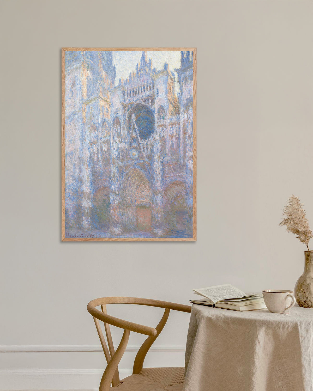 Plakat Katedralen i Rouen, vestfacaden (1894) af Claude Monet med ramme i naturtræ