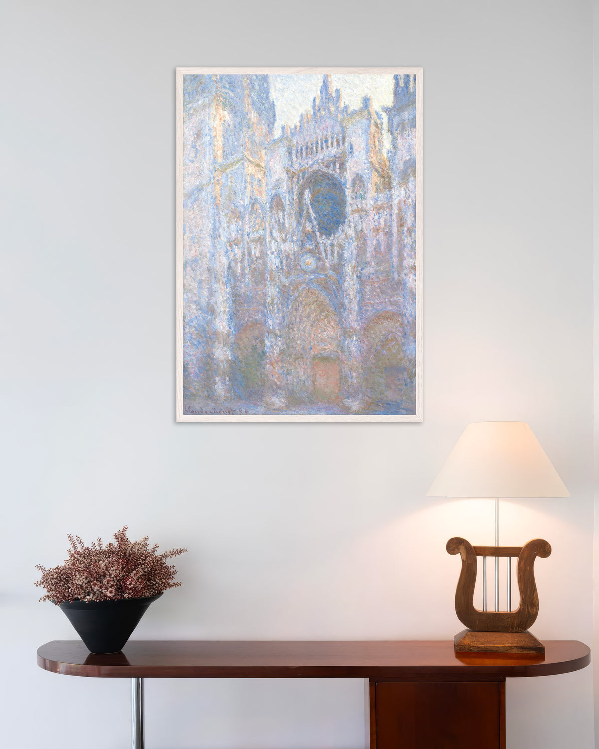 Plakat Katedralen i Rouen, vestfacaden (1894) af Claude Monet med hvid træramme