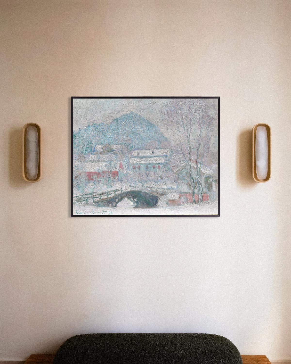 Plakat Sandvika, Norge (1895) af Claude Monet med metalramme