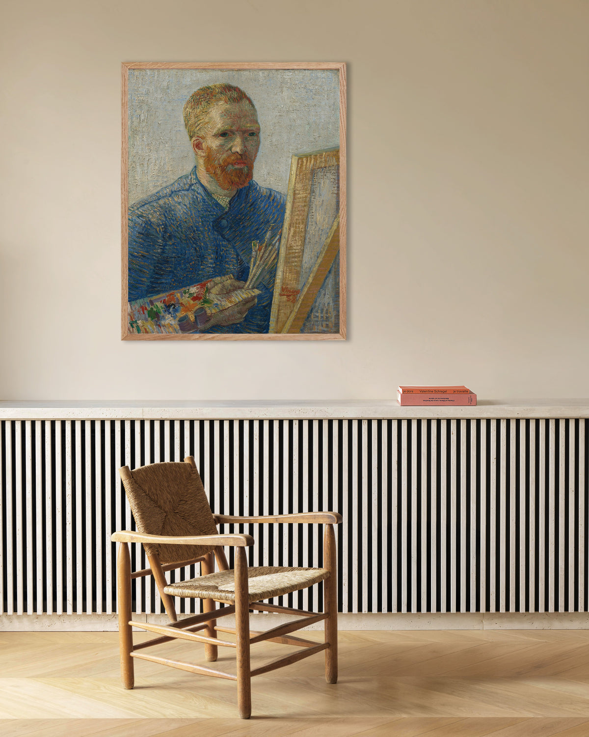 Poster med Selvportræt som maler (1888) af Vincent van Gogh, med ramme af naturtræ