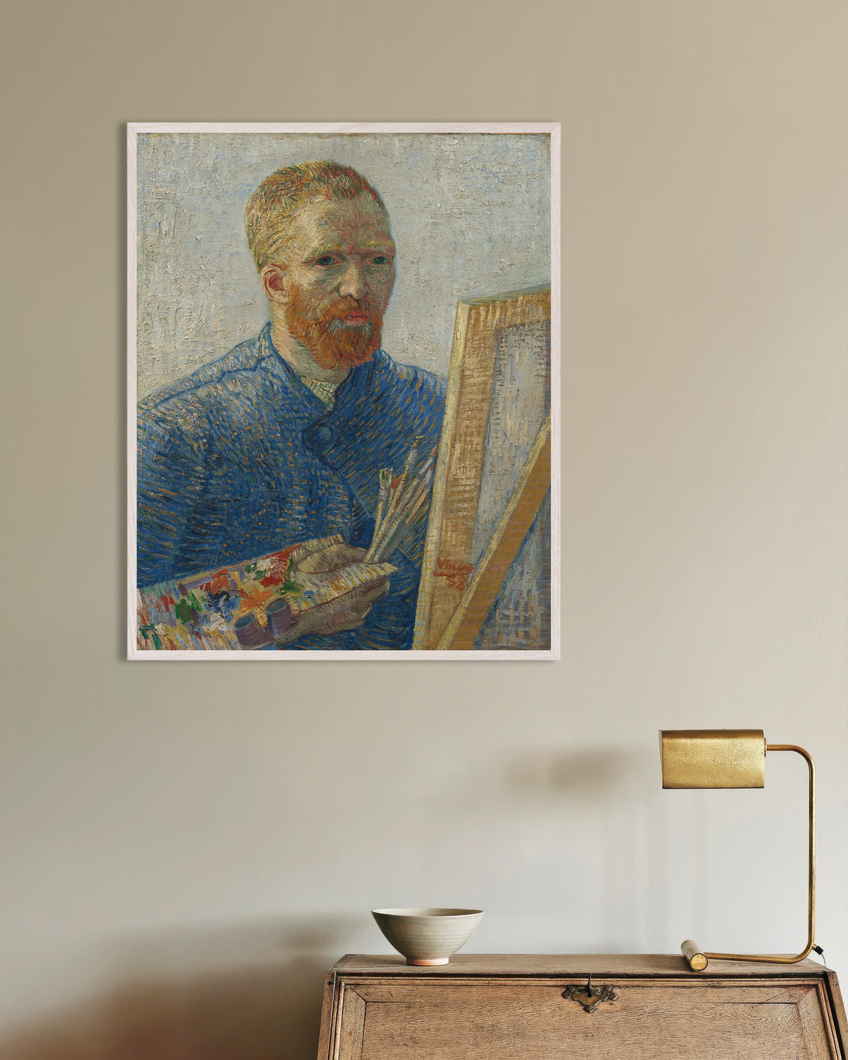 Poster med Selvportræt som maler (1888) af Vincent van Gogh, med hvid træramme