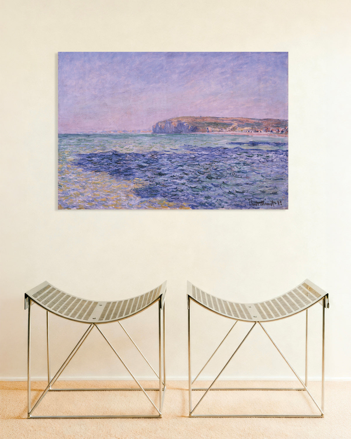 Plakat Skygger på havet, klipperne ved Pourville (1882) af Claude Monet