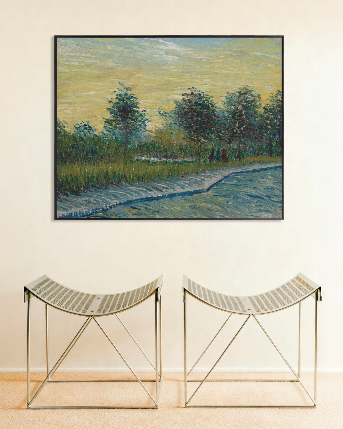 Poster med Place Saint-Pierre ved solnedgang (1887) af Vincent van Gogh, med metalramme