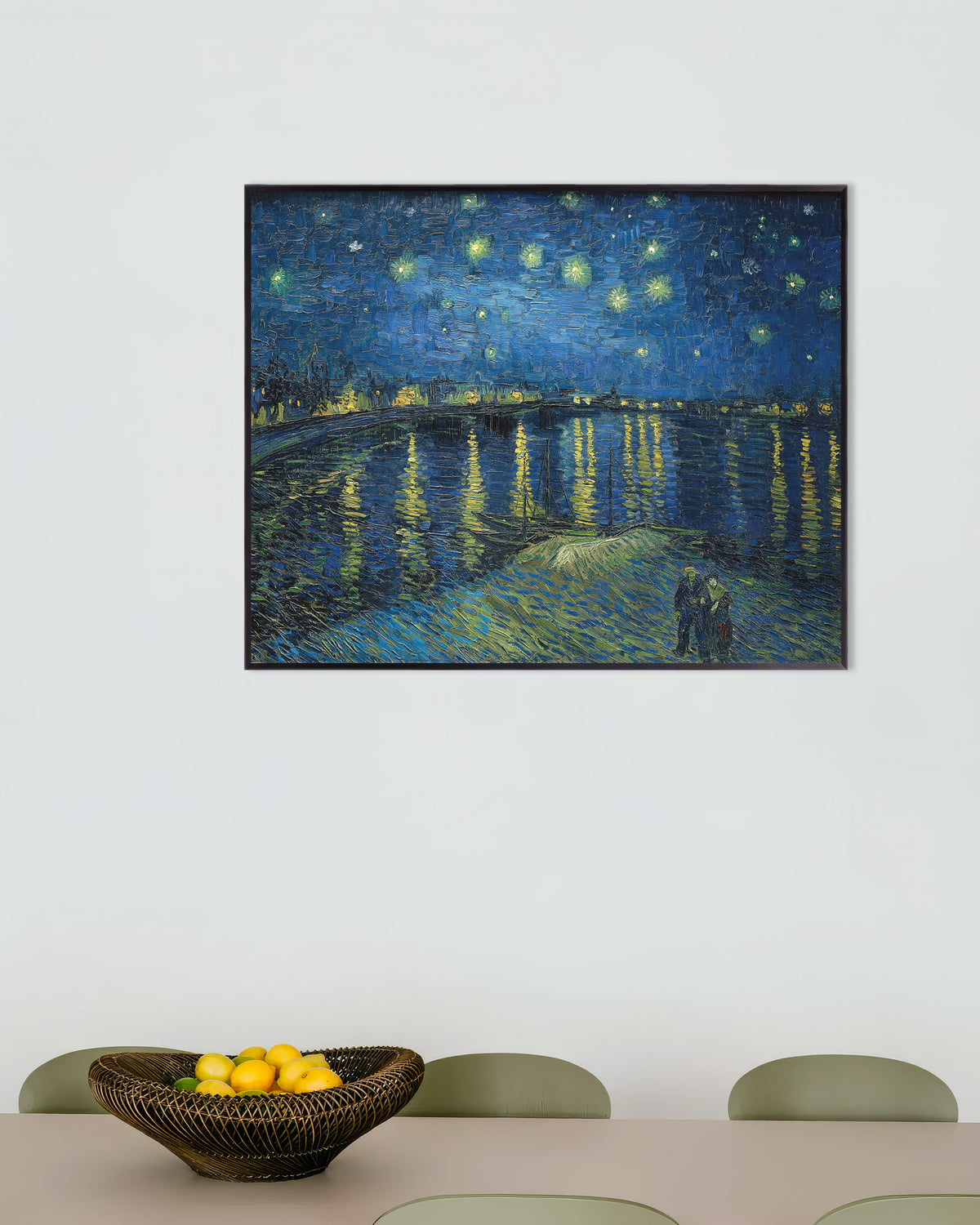 Poster af Stjernenat over Rhône (1888) af Vincent van Gogh, med metalramme