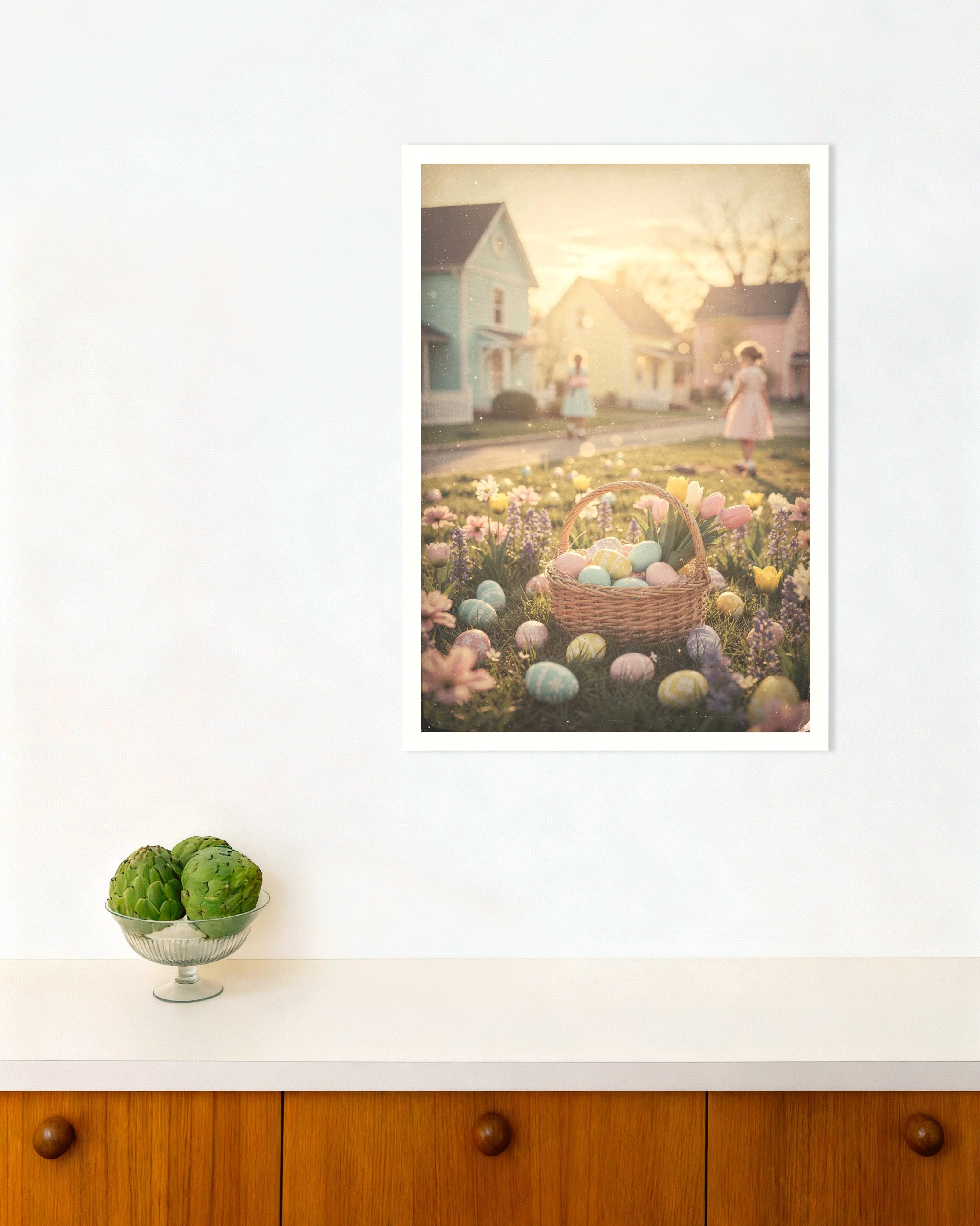 Poster of Sunlit Easter Basket in Spring Blossoms