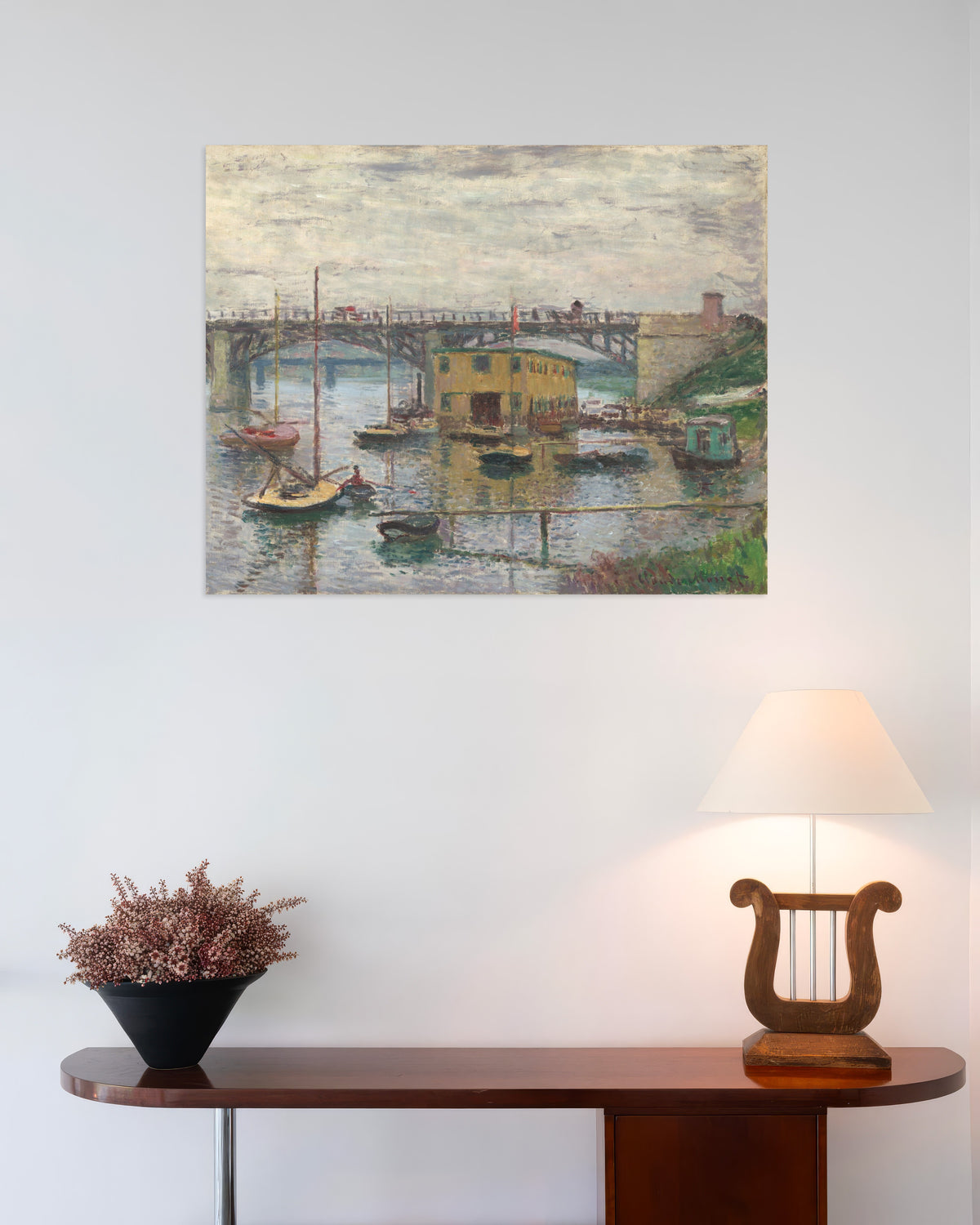 Plakat Broen ved Argenteuil på en grå dag (ca. 1876) af Claude Monet