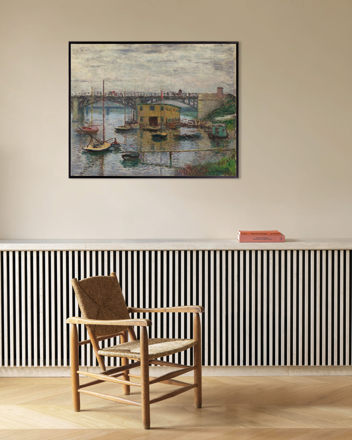 Plakat Broen ved Argenteuil på en grå dag (ca. 1876) af Claude Monet med metalramme