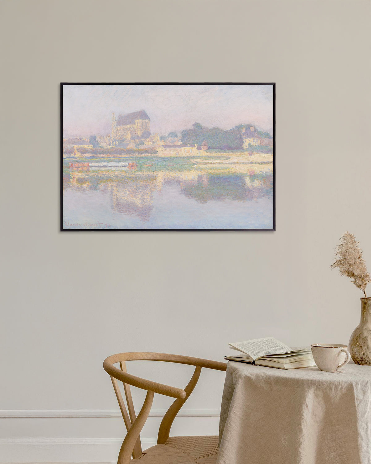 Plakat Kirken i Vernon, sol (1894) af Claude Monet med metalramme