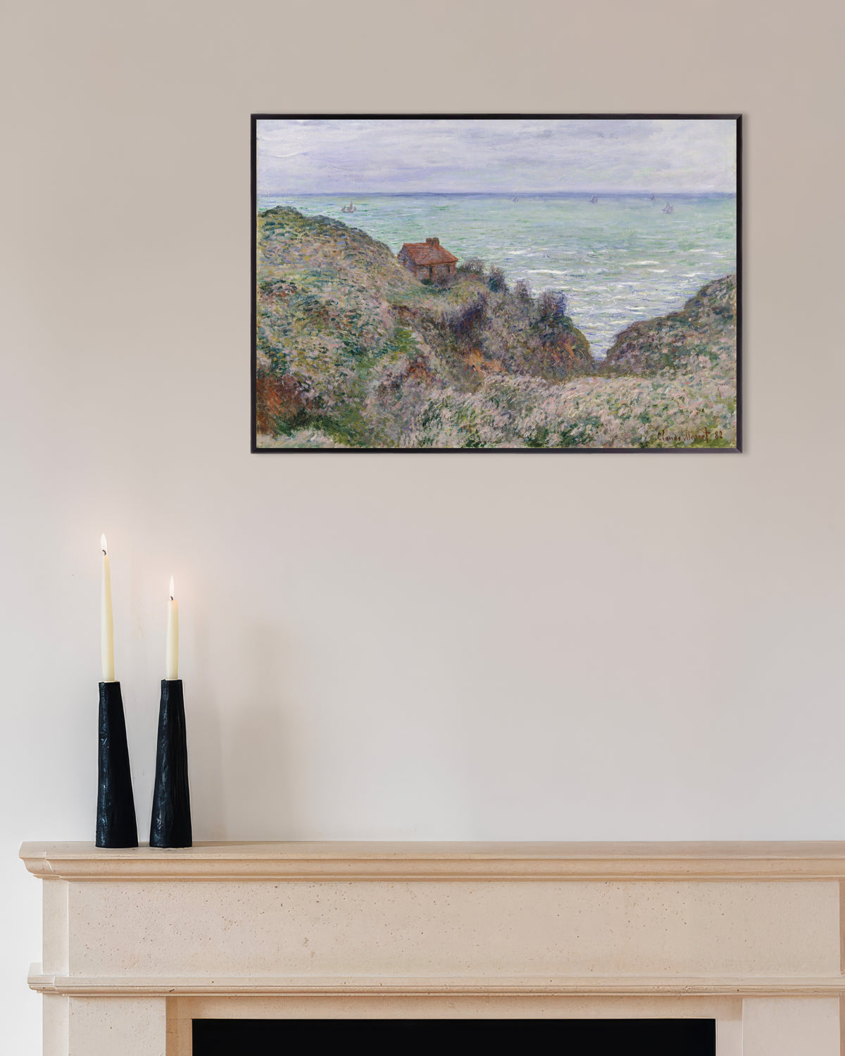 Plakat Toldbetjentens hytte (1882) af Claude Monet med metalramme