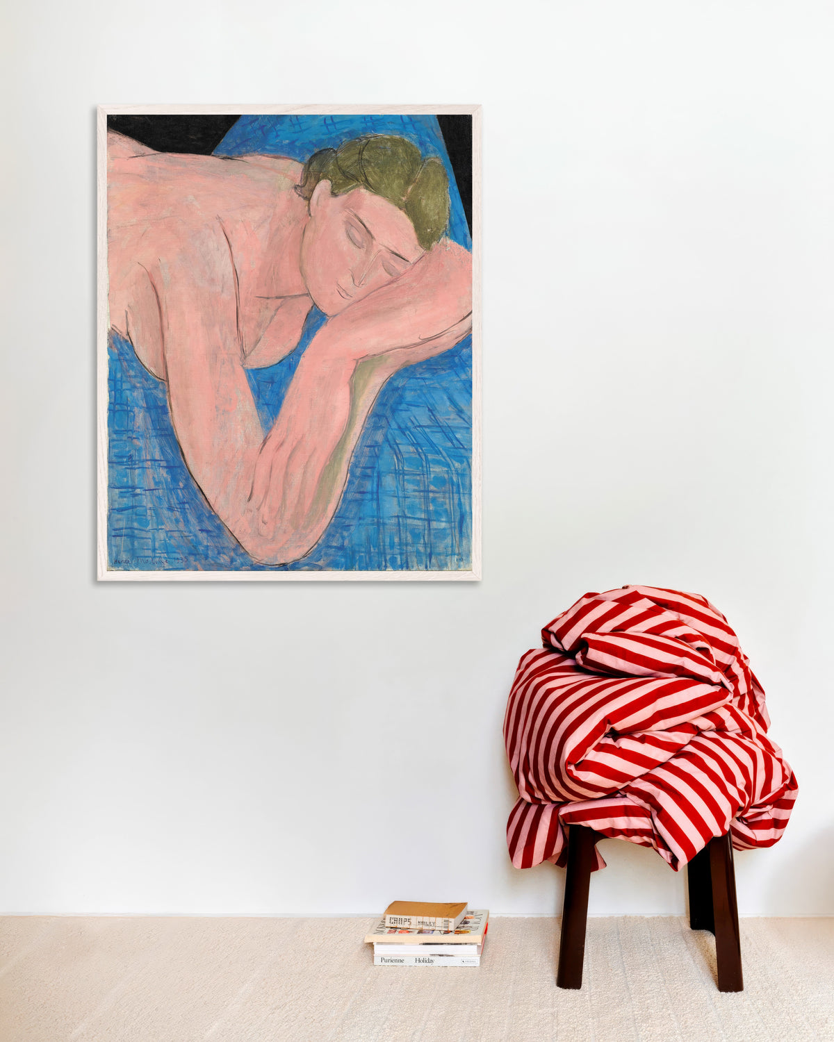 Poster af Drømmen (1935) af Henri Matisse, poster med hvid træramme