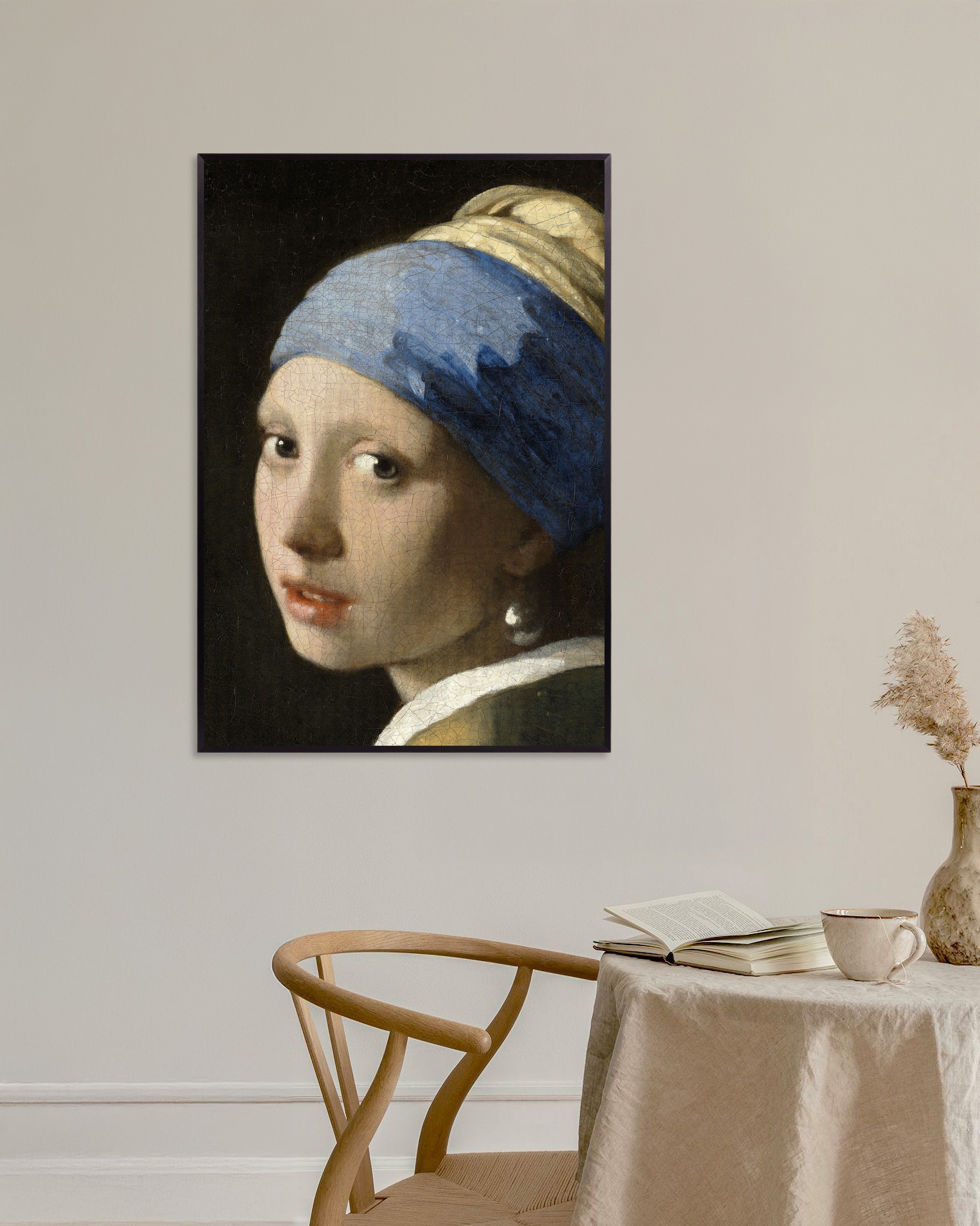 Poster of The Face - Vermeer Girl with a Pearl Earring Detail Poster, with metal frame