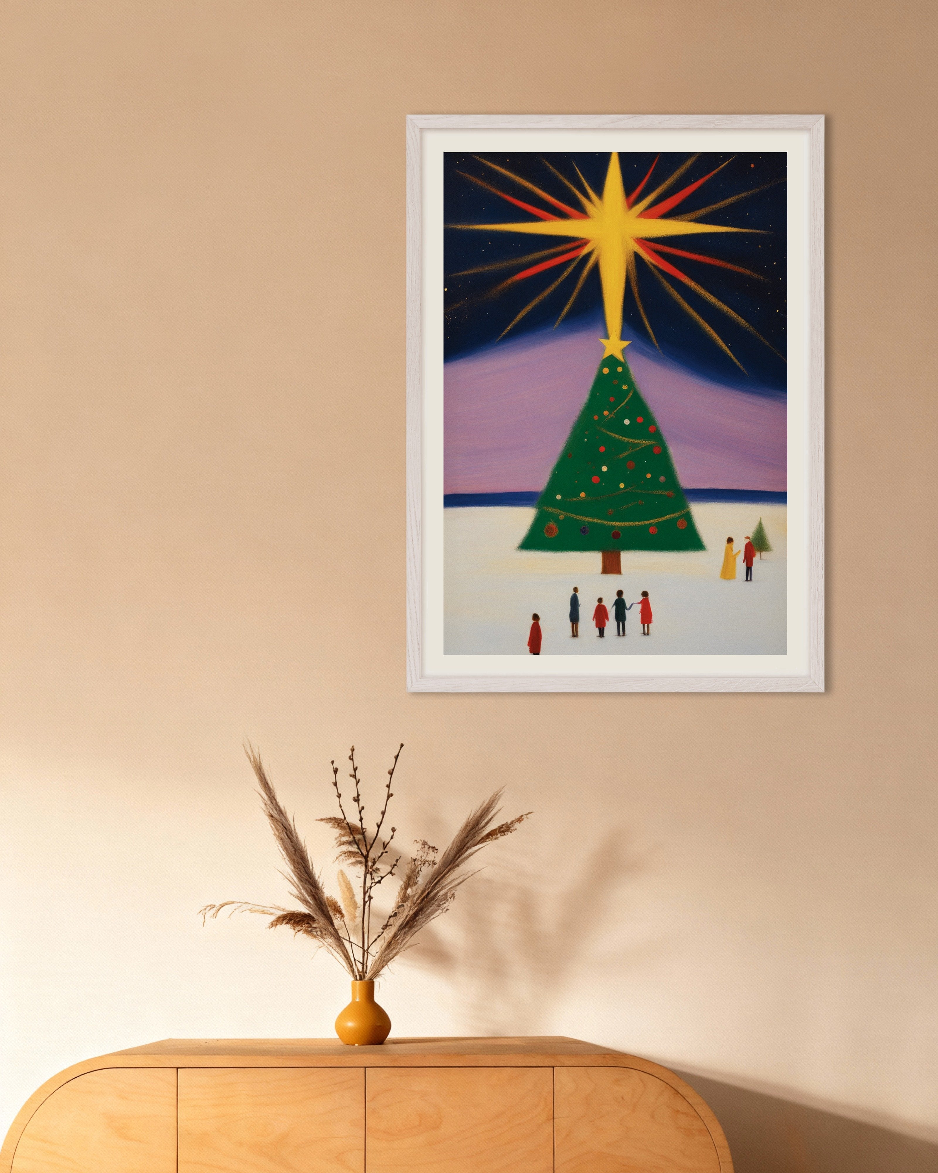 Poster of The great Christmas tree poster, with white wooden frame