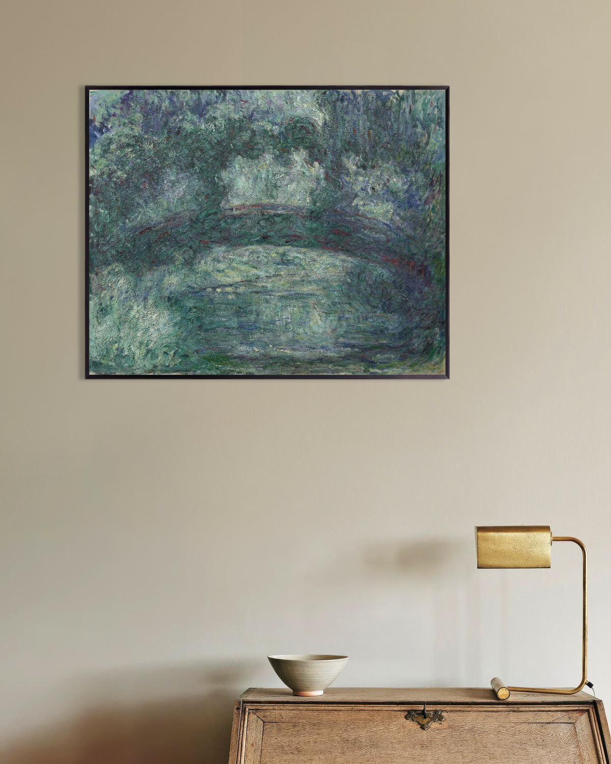 Plakat Den japanske bro (1919–1924) af Claude Monet med metalramme