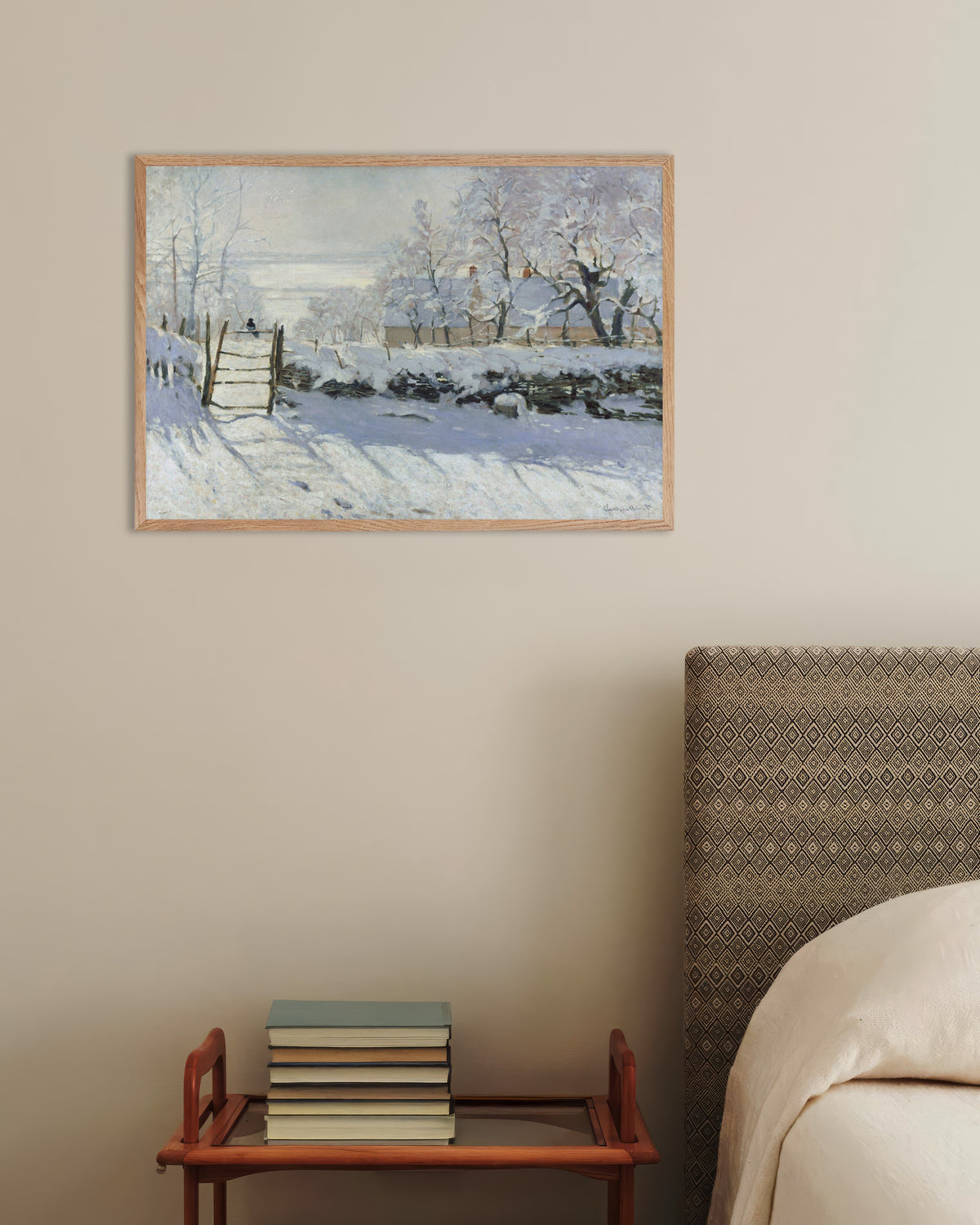 Plakat Skaden (1868–1869) af Claude Monet med ramme i naturtræ