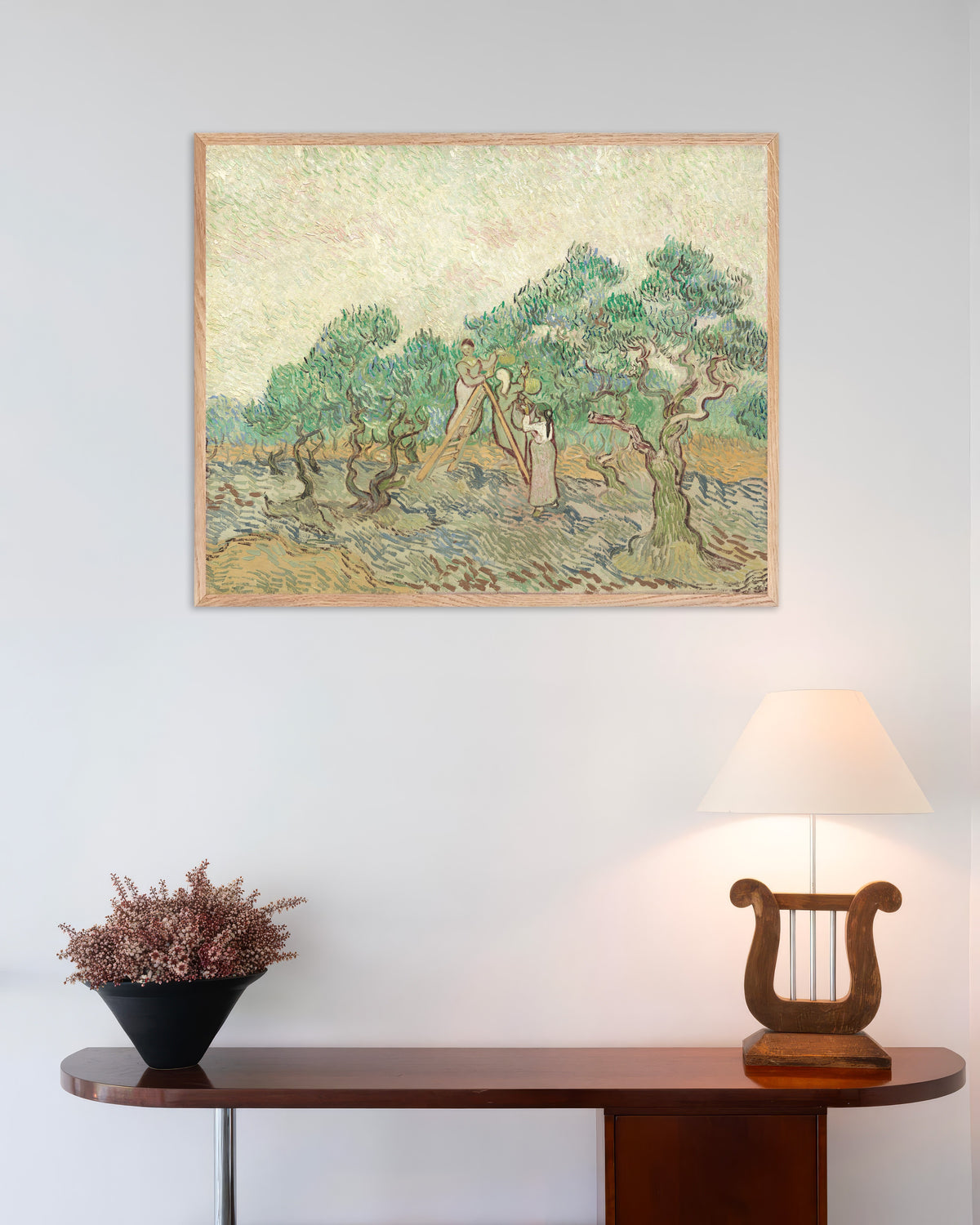 Poster med Olivengården (1889) af Vincent van Gogh, med ramme af naturtræ