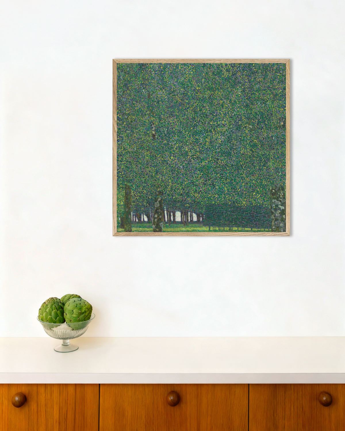 Plakat Parken (ca. 1910–1911) af Gustav Klimt med ramme i naturtræ