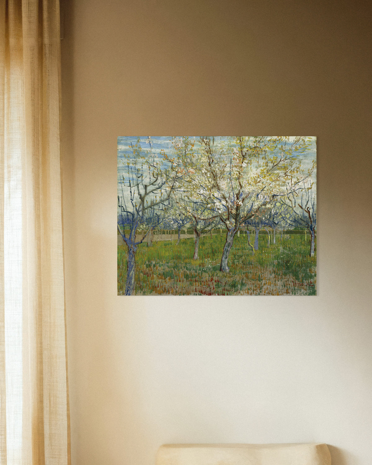 Poster med Den lyserøde frugthave (1888) af Vincent van Gogh