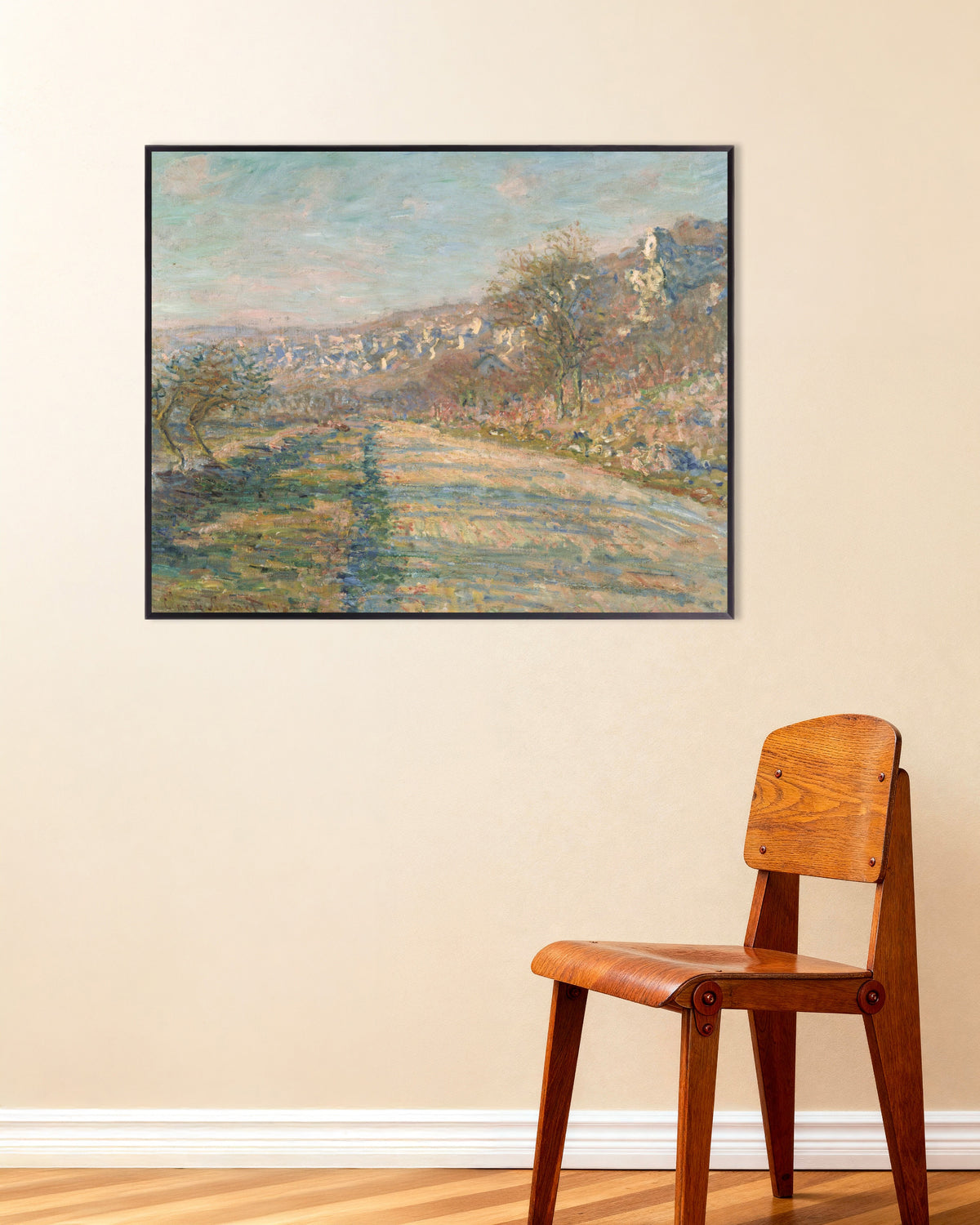 Plakat Vejen til La Roche-Guyon (1880) af Claude Monet med metalramme